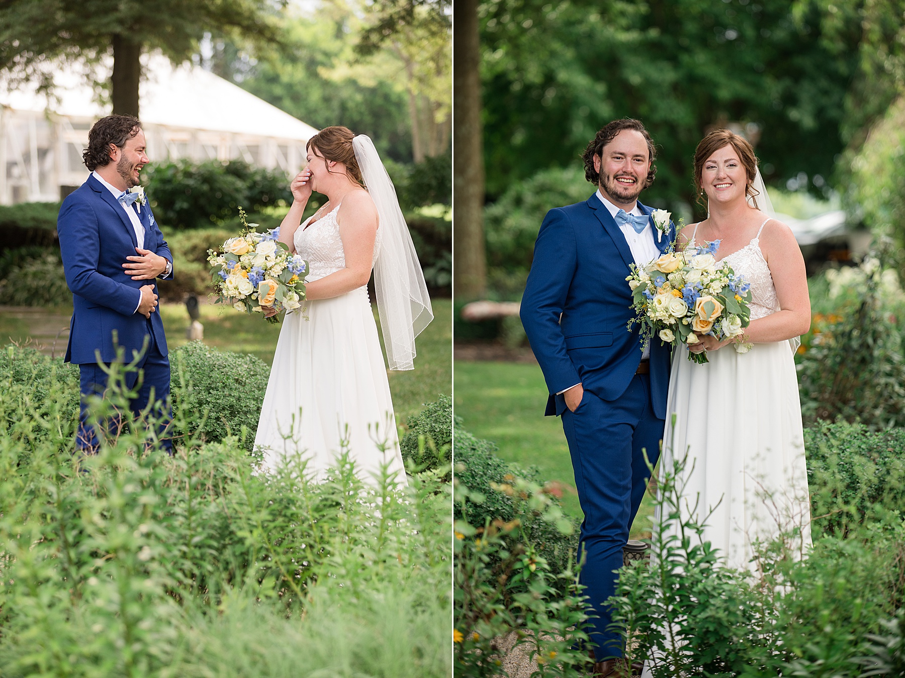 bride and groom first look