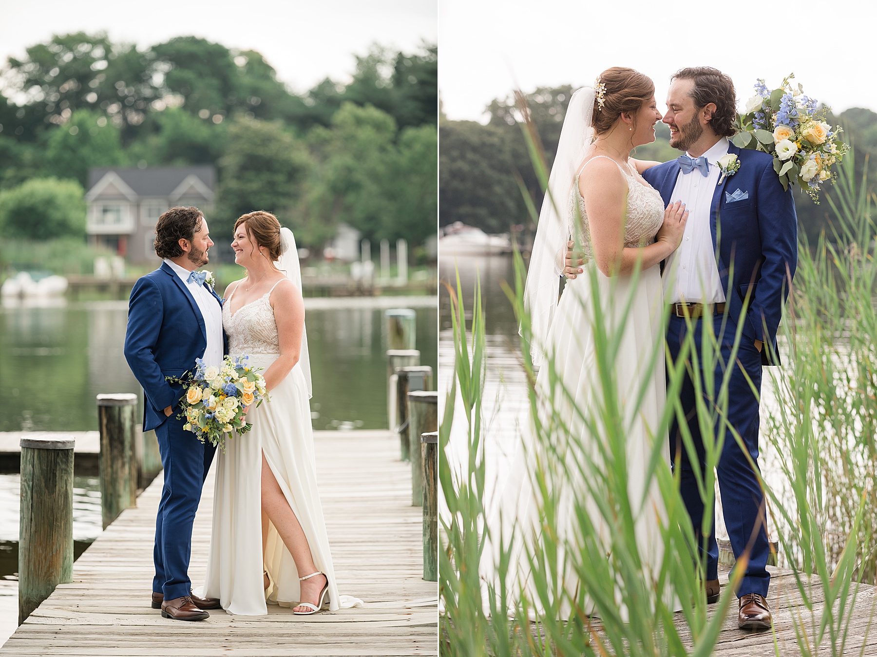 bride and groom portraits kent island pier