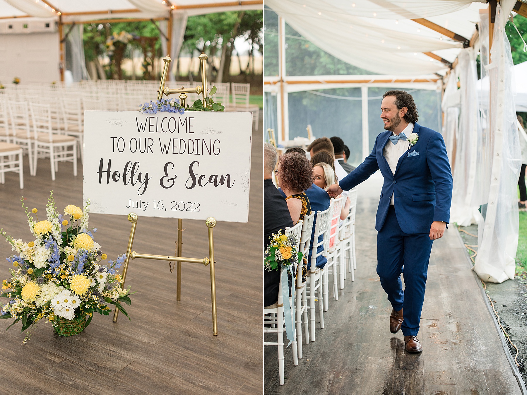 welcome wedding sign groom enters ceremony