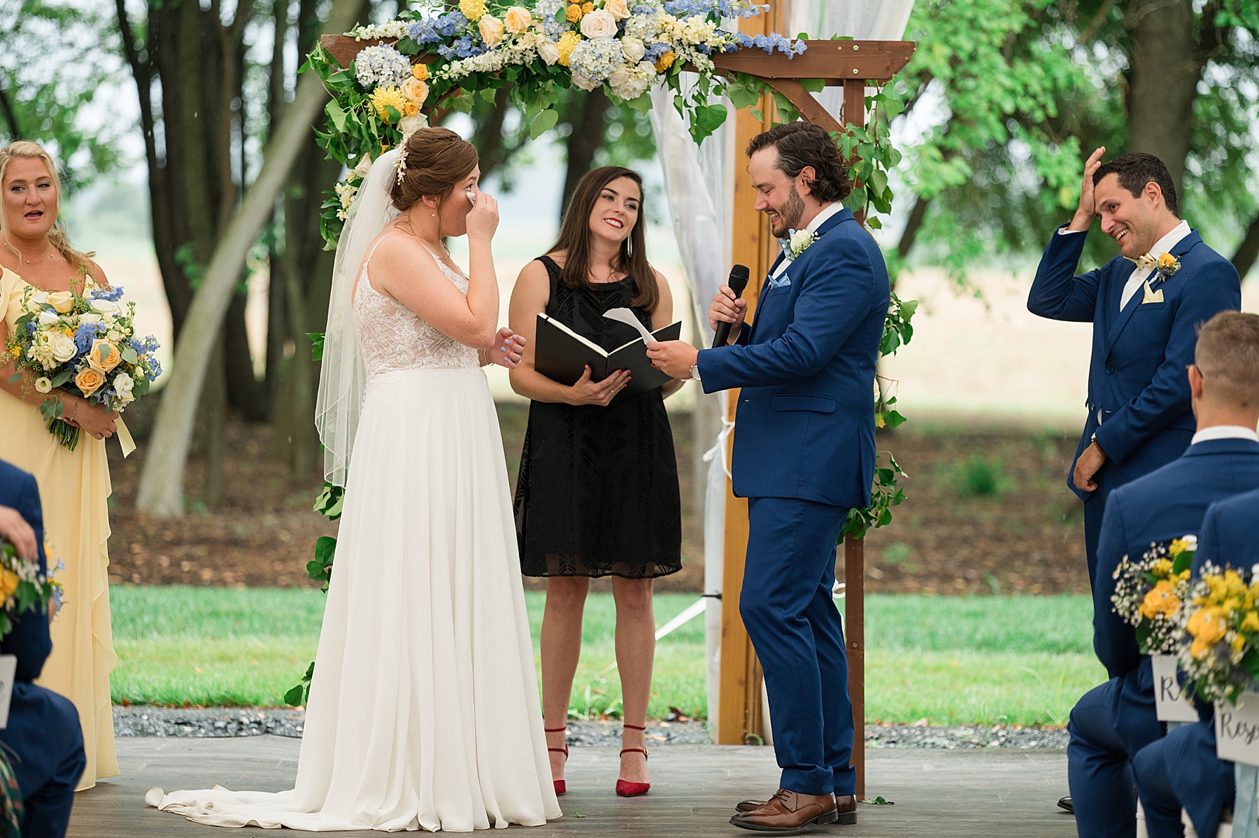 bride and groom laugh and cry wedding ceremony vows