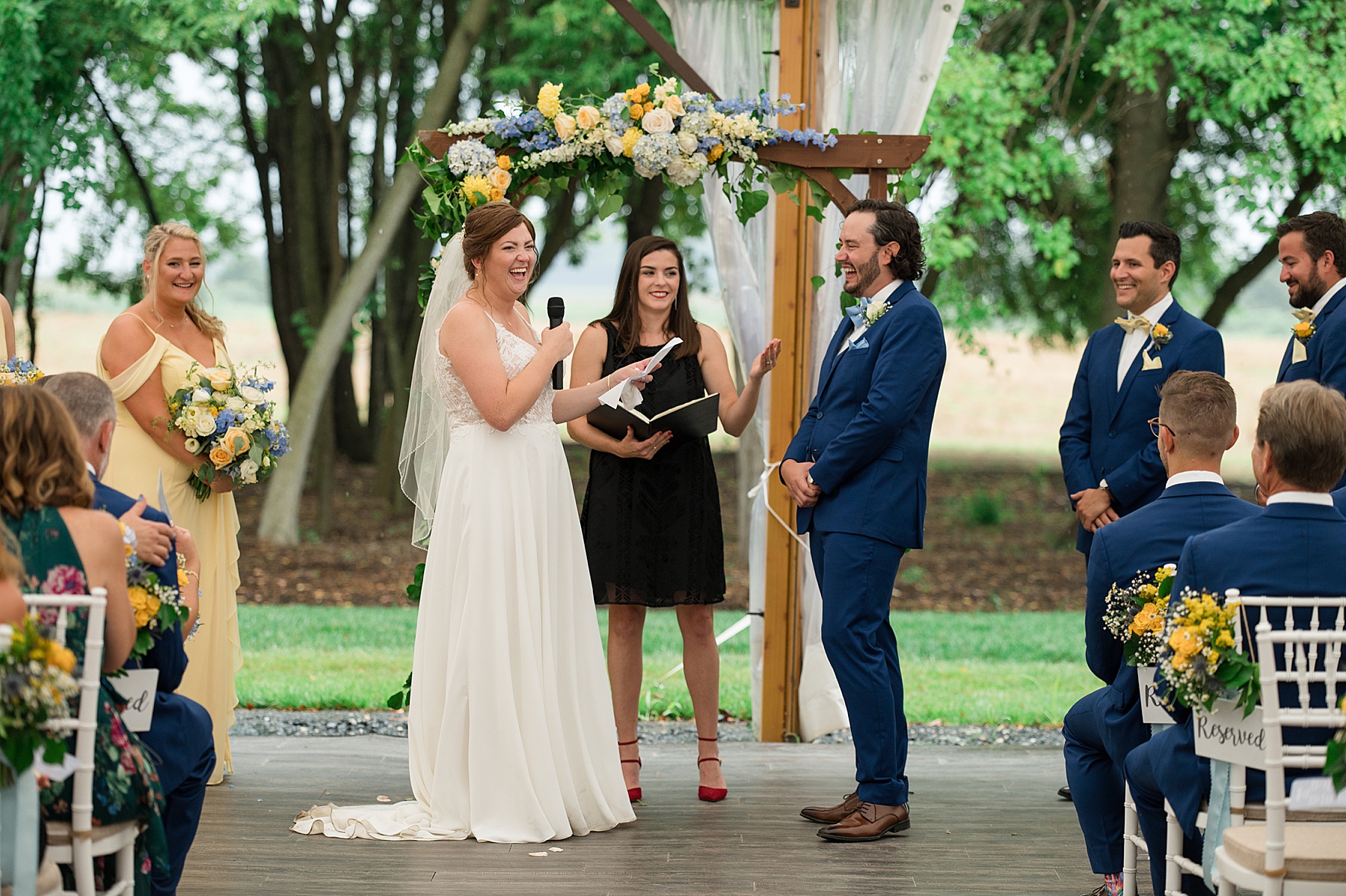 bride and groom laugh and cry wedding ceremony vows