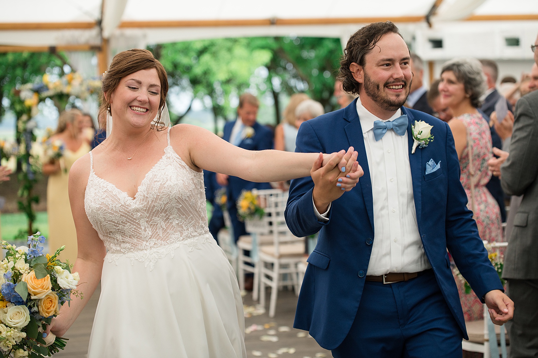 bride and groom recess from ceremony