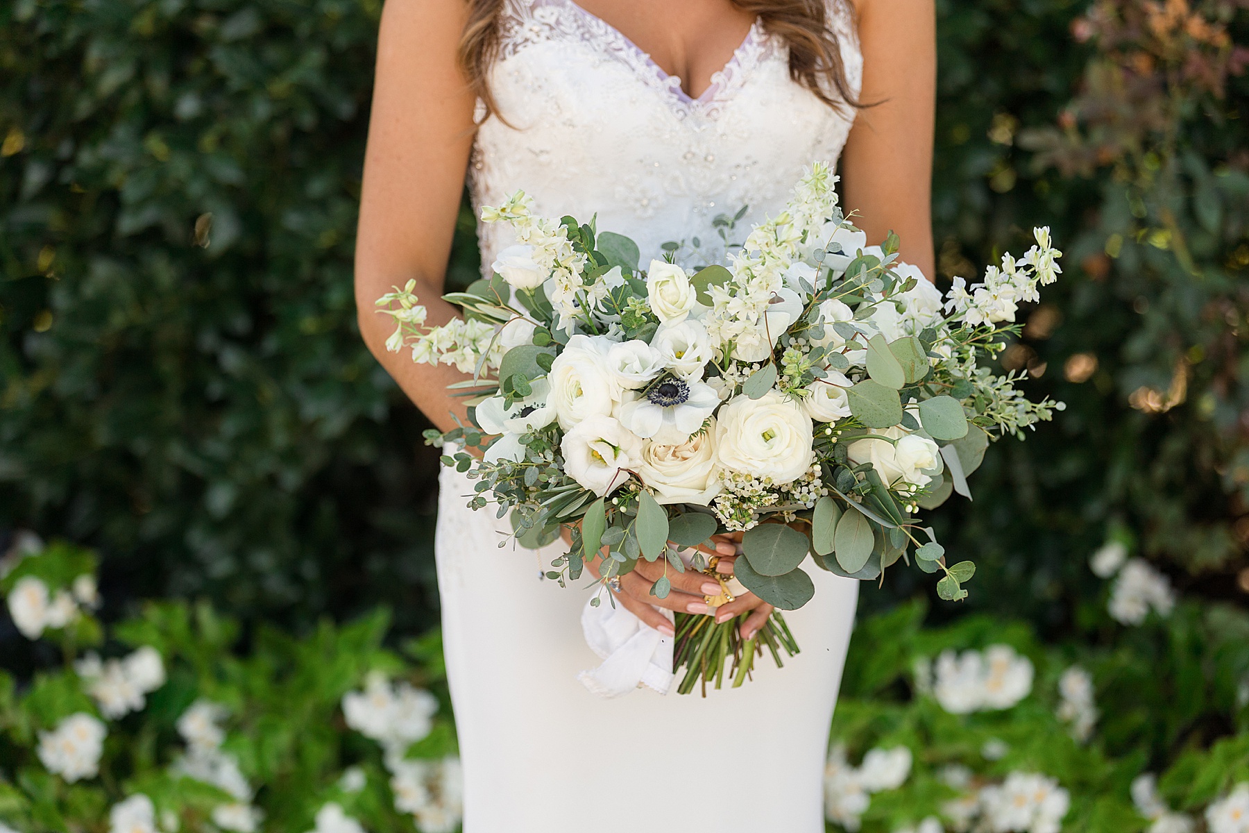 white bridal bouquet floral follies