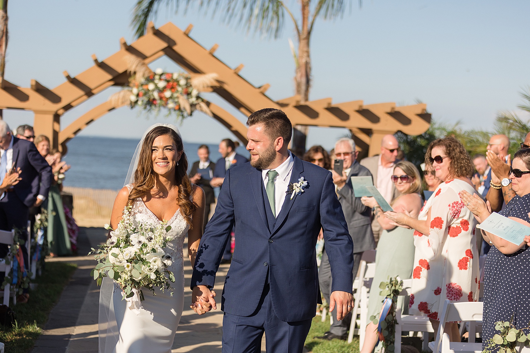 bride and groom recess from ceremony