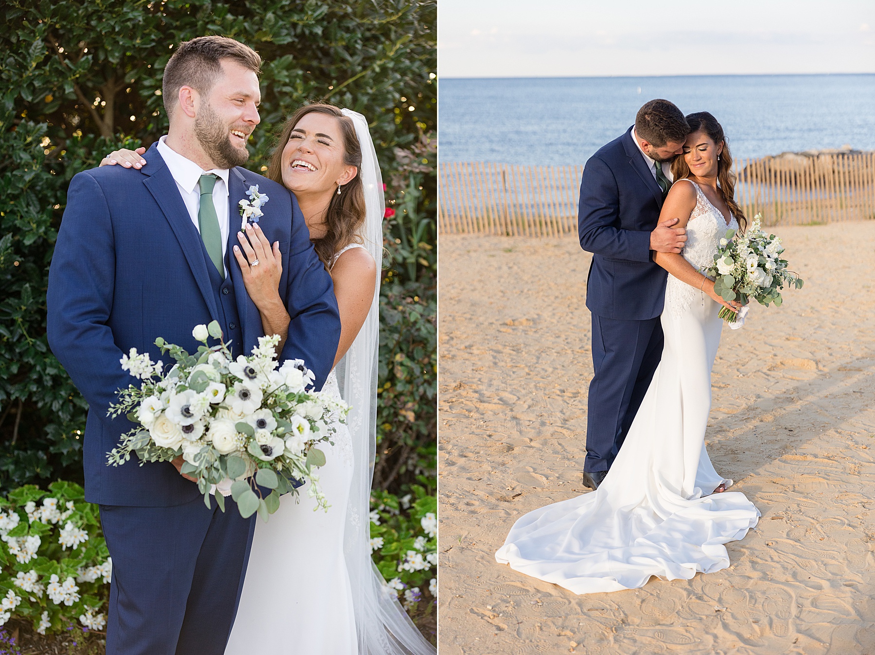 bride and groom couple portrait beach