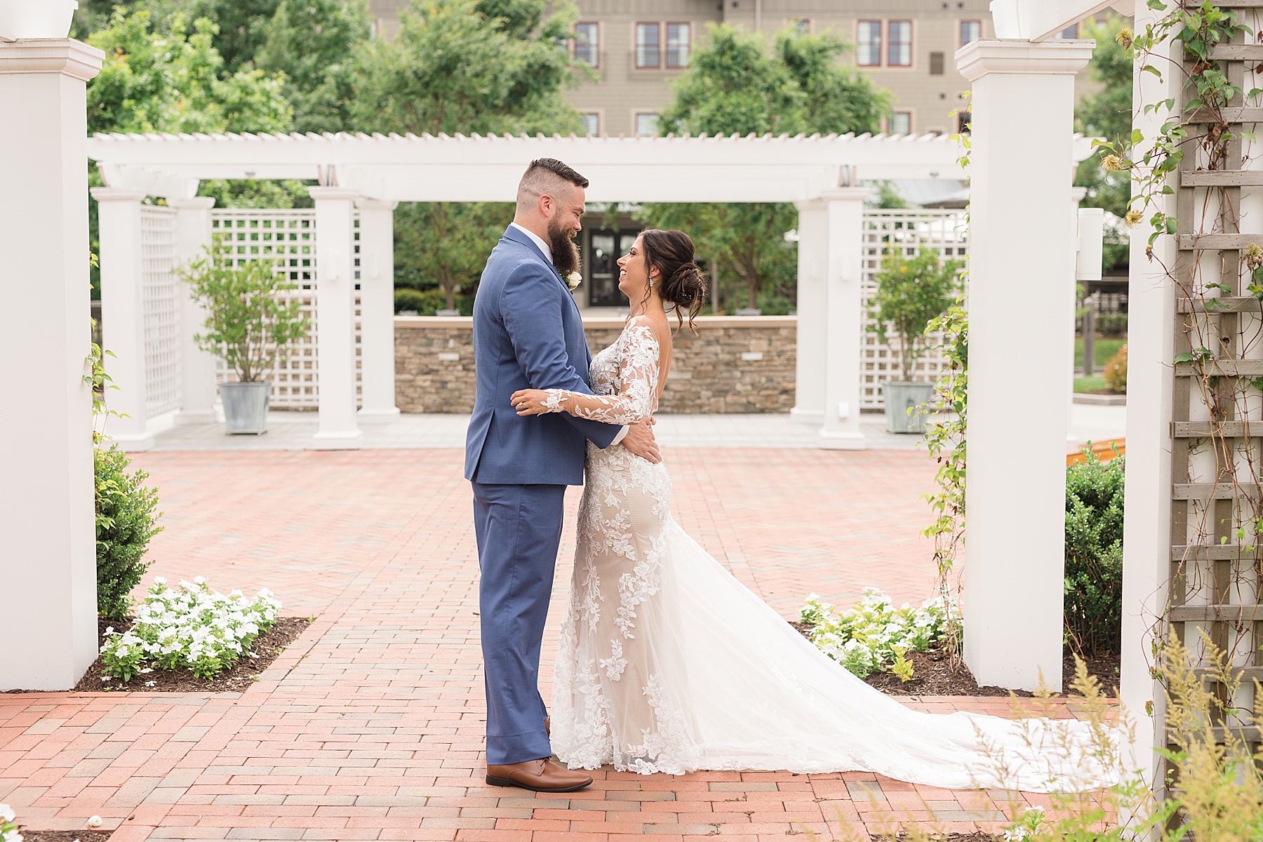 bride and groom first look