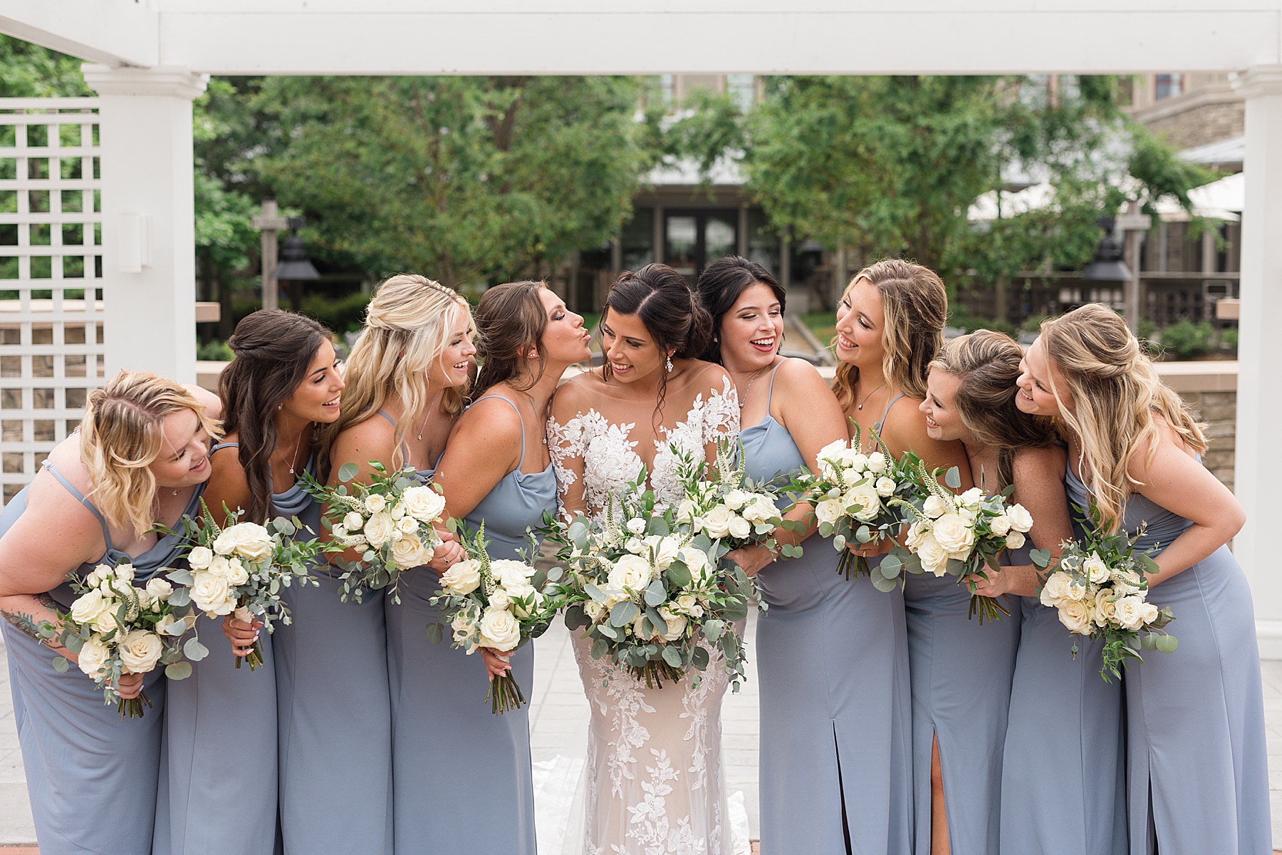 bridesmaids and bride