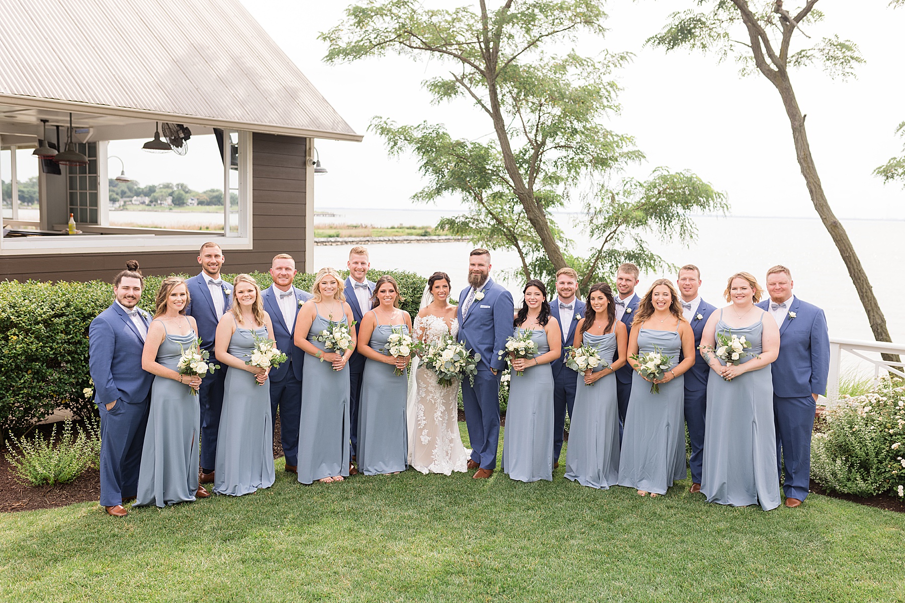 full wedding party at chesapeake bay beach club