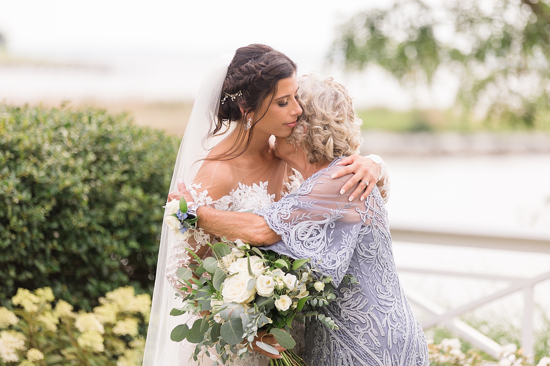 bride hugging grandmother