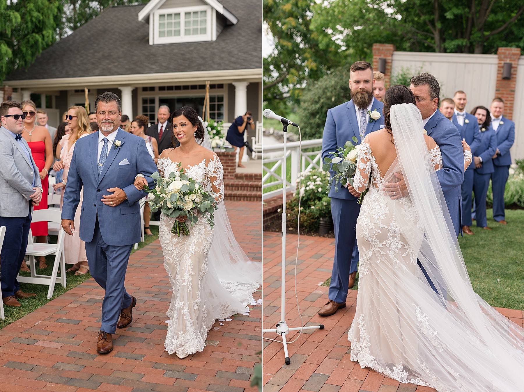 bride and her dad walk down aisle