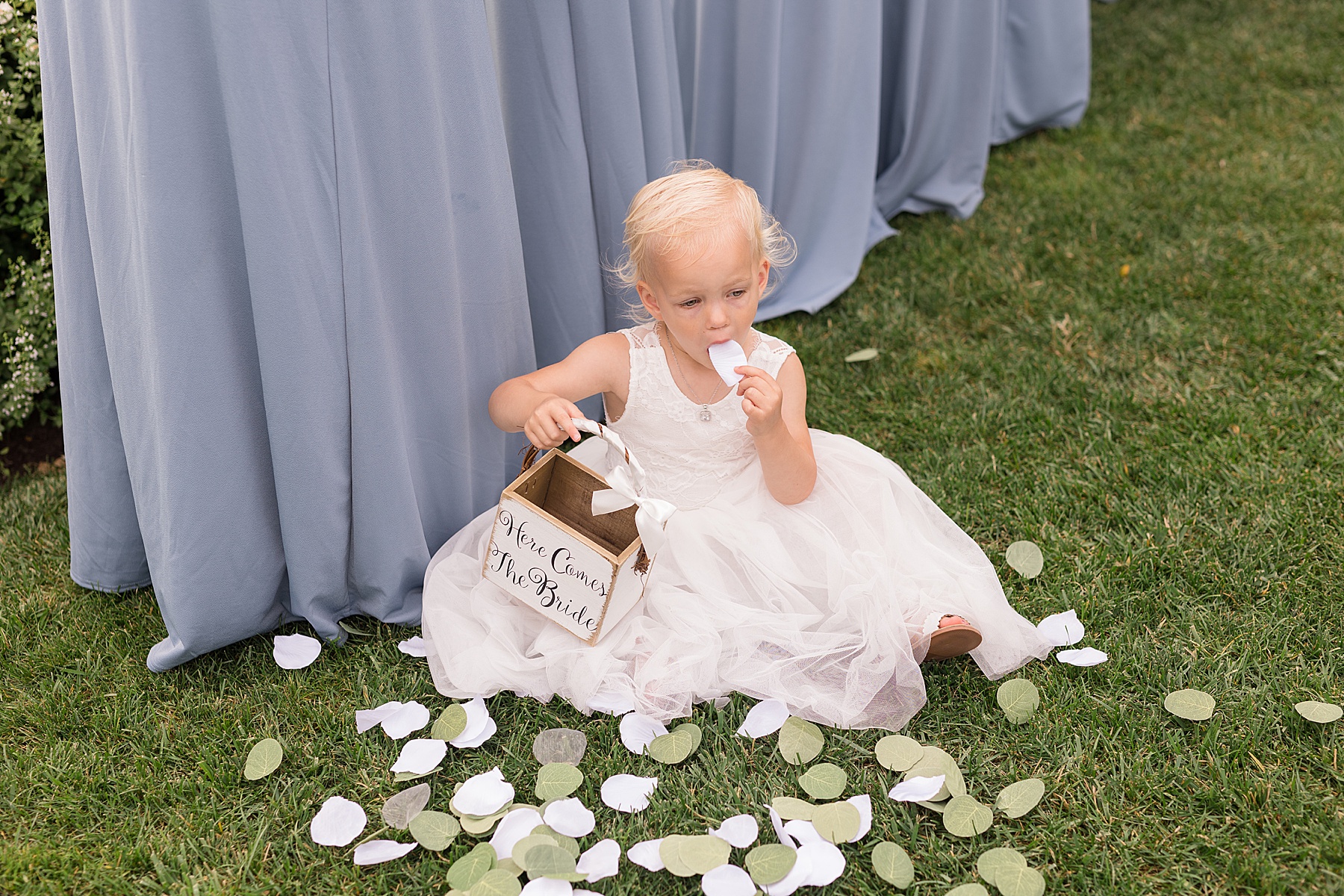 flower girl eating petal