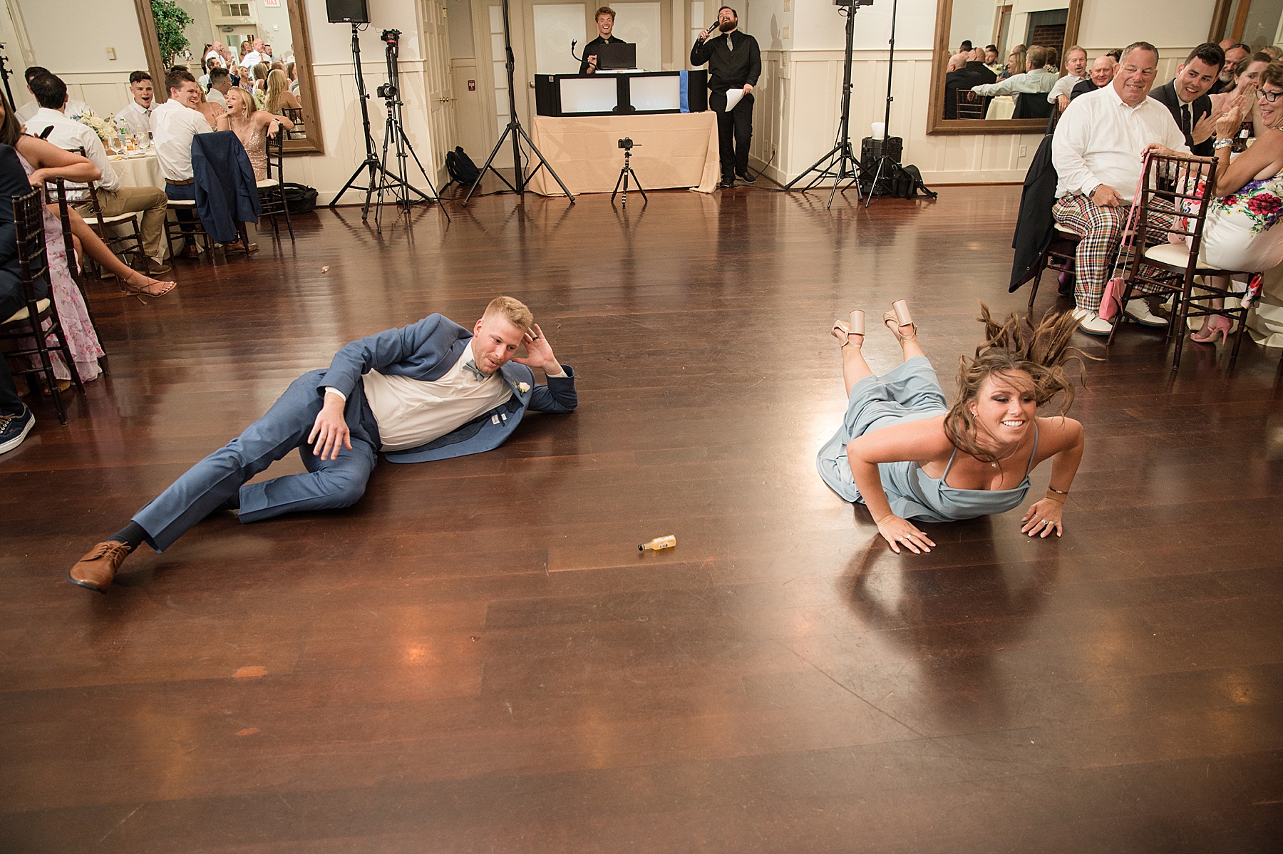 groomsman and bridesmaid reception entrance on floor