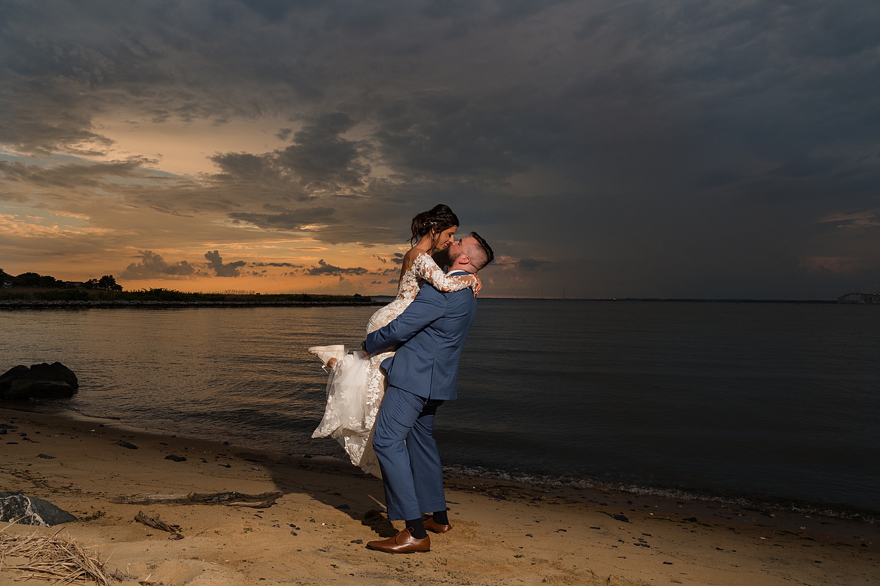 night flash photo couple