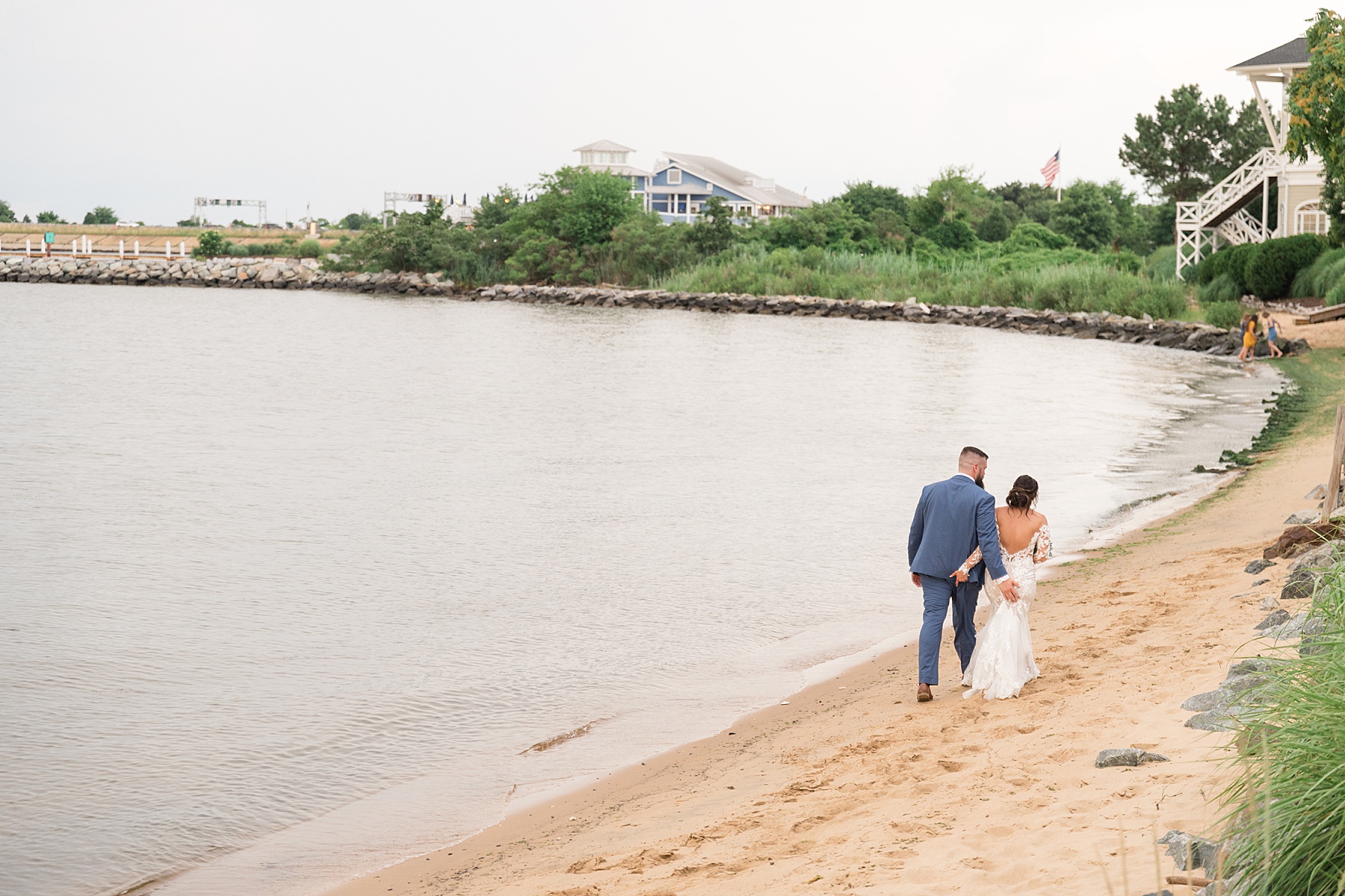 bride and groom portrait on beach