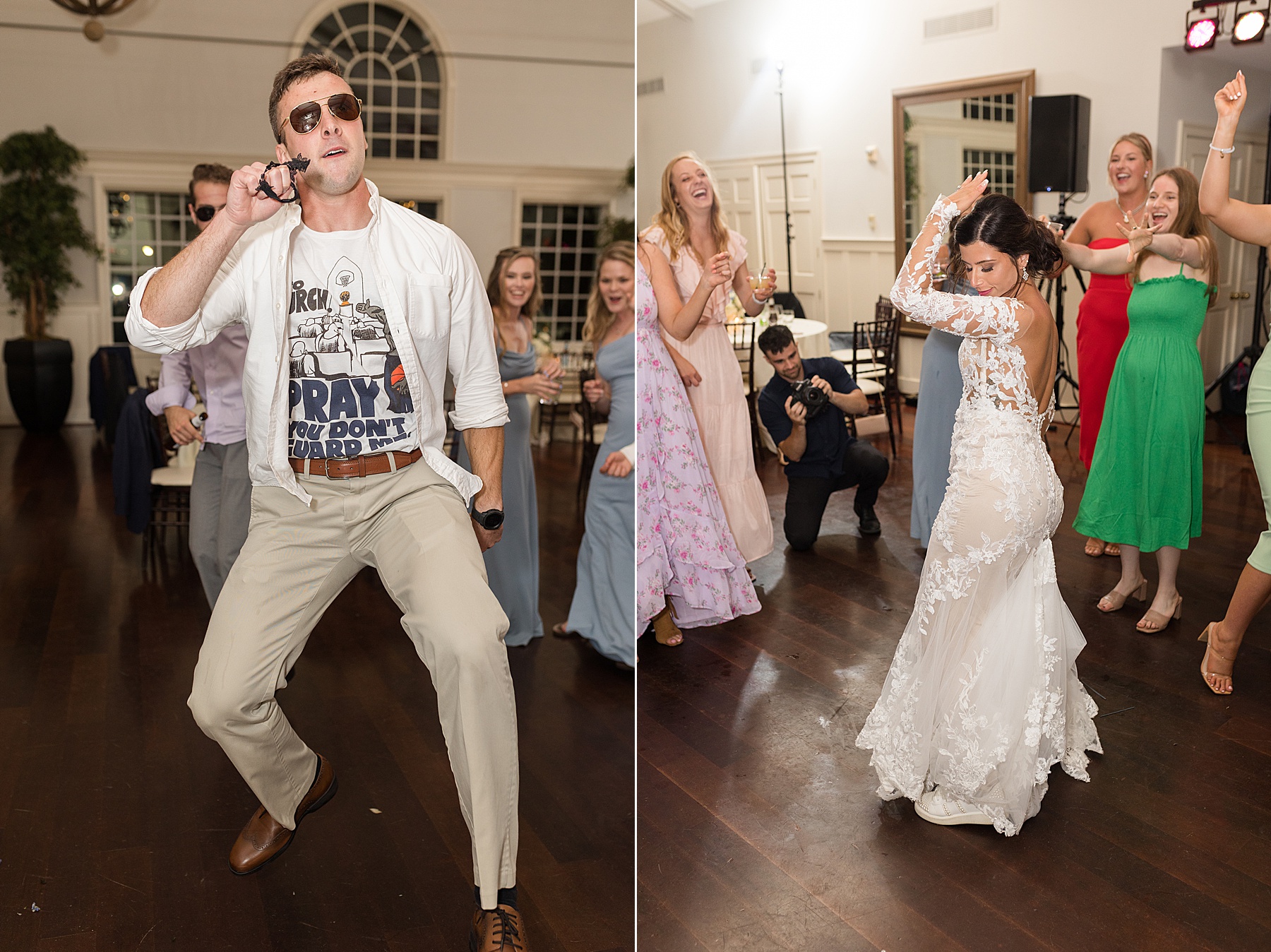 candid guests dancing reception