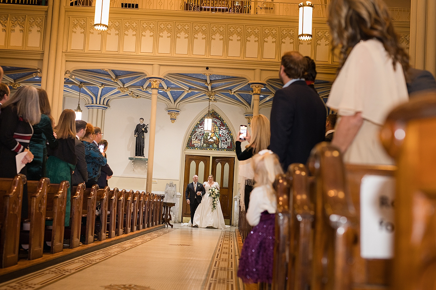 bride walking down aisle st. mary's annapolis church ceremony