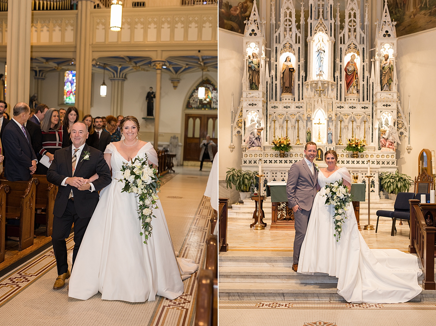 bride walking down aisle church