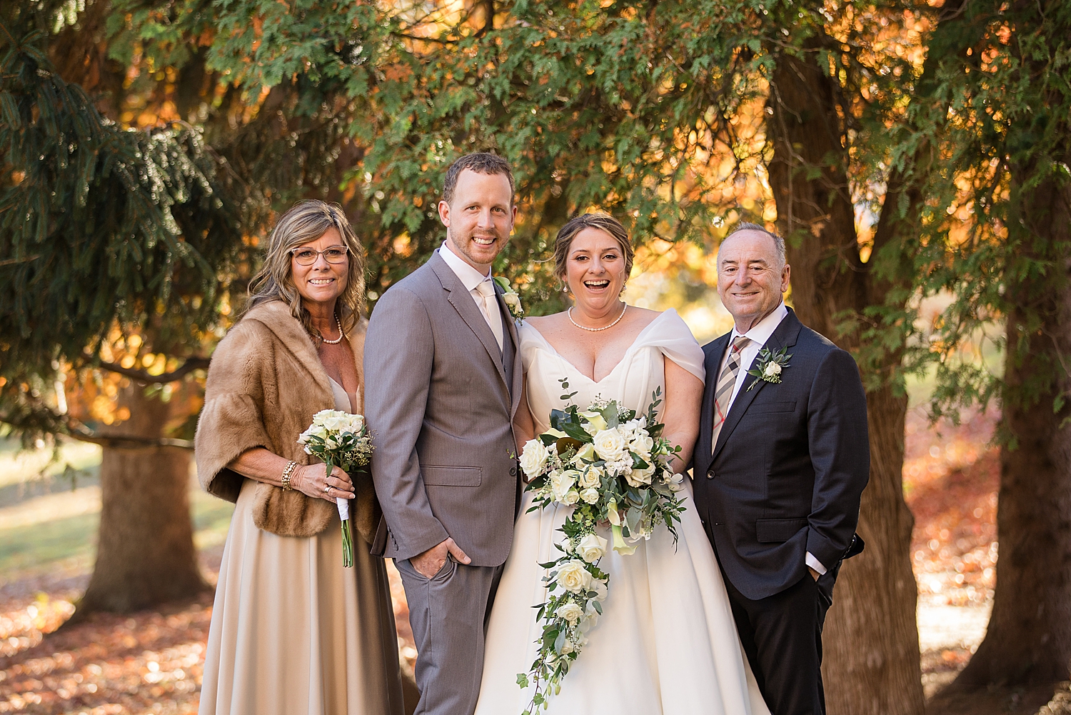 newlyweds with family