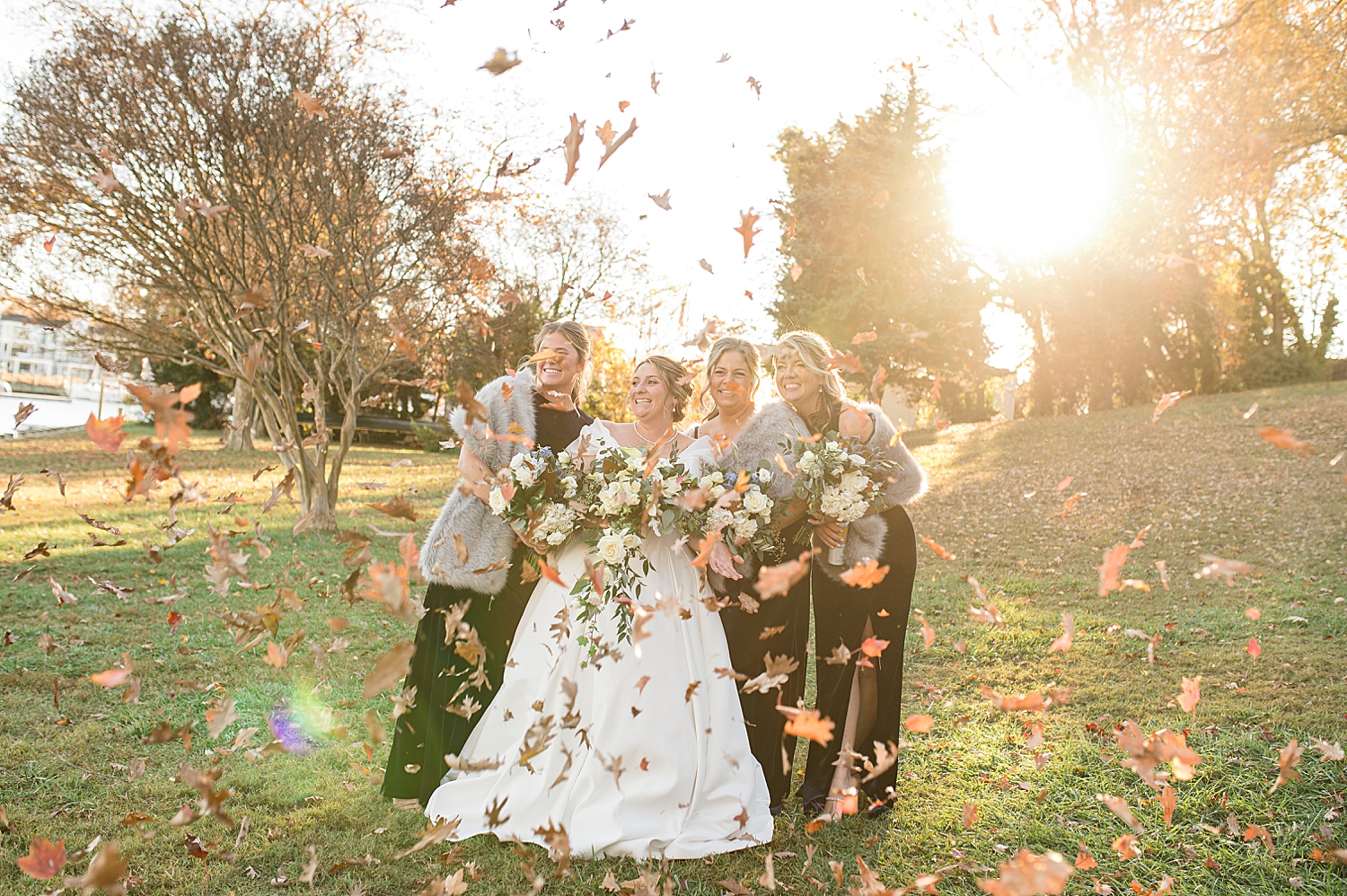 wedding party november foliage