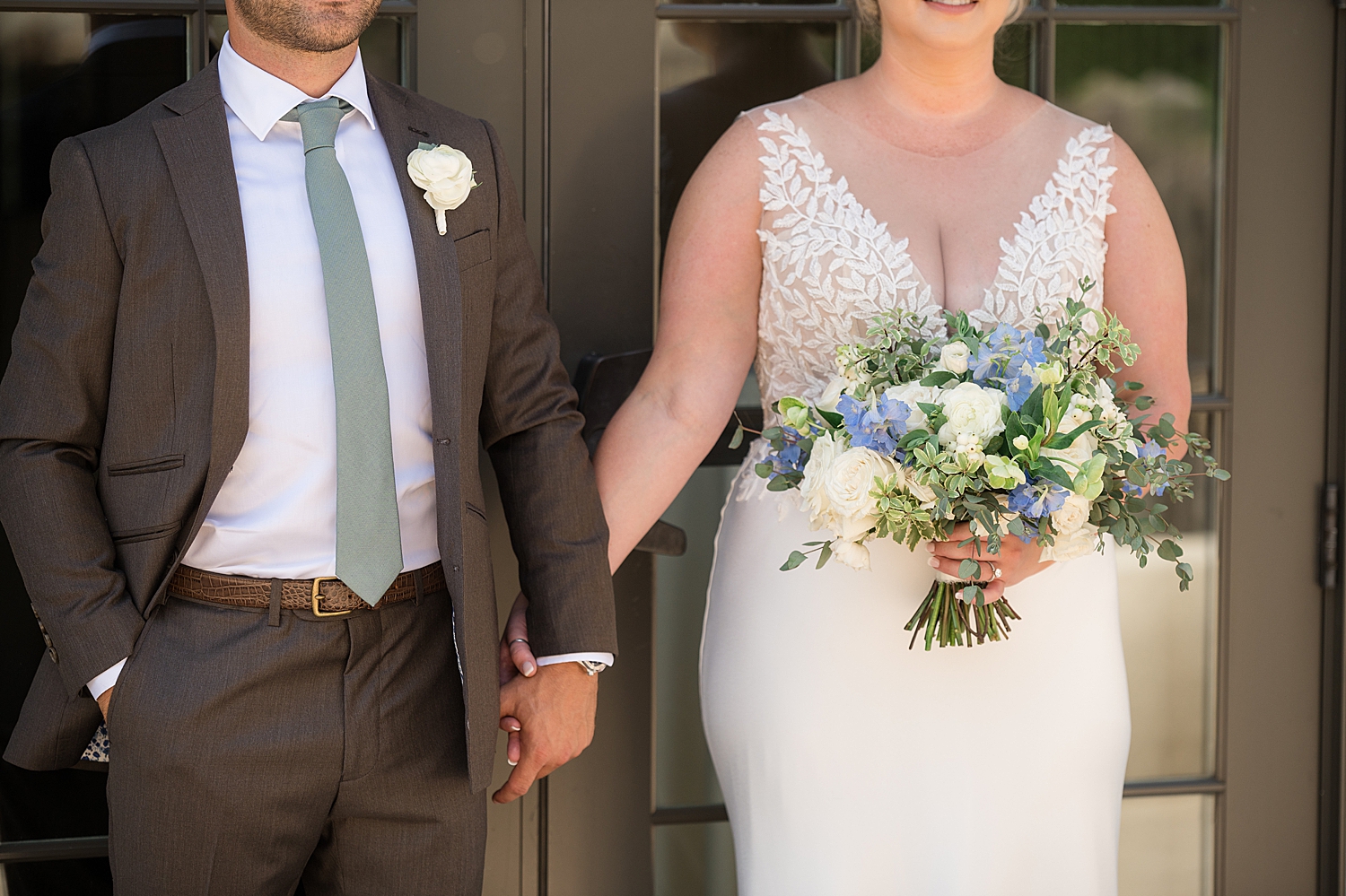 wedding couple portrait close up on chests