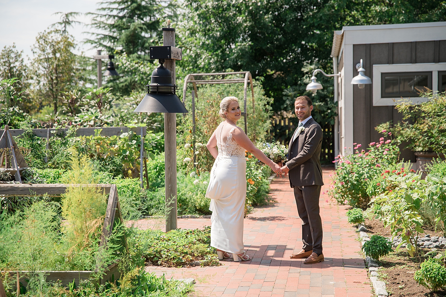 bride and groom portrait walking