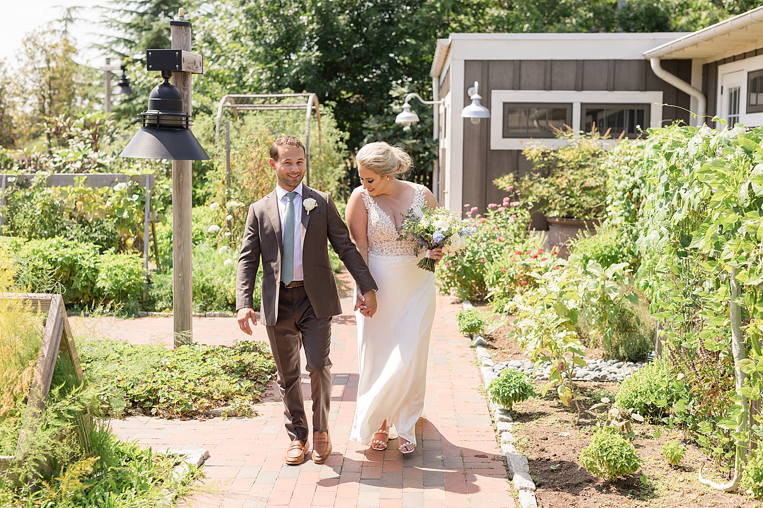 bride and groom portrait walking