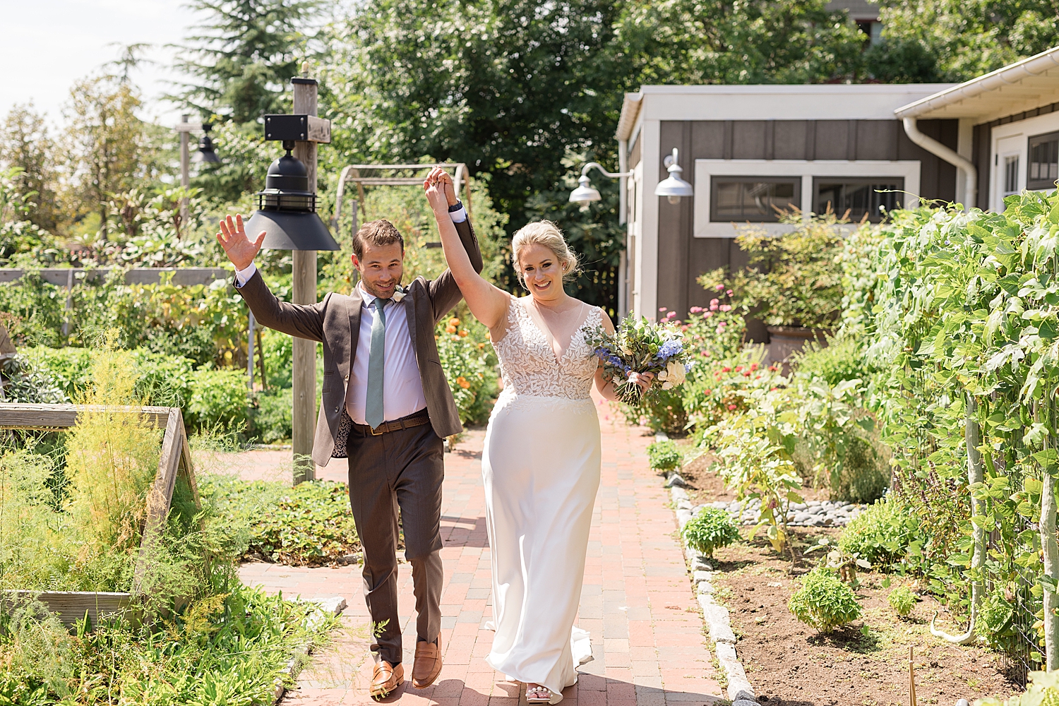 bride and groom portrait walking