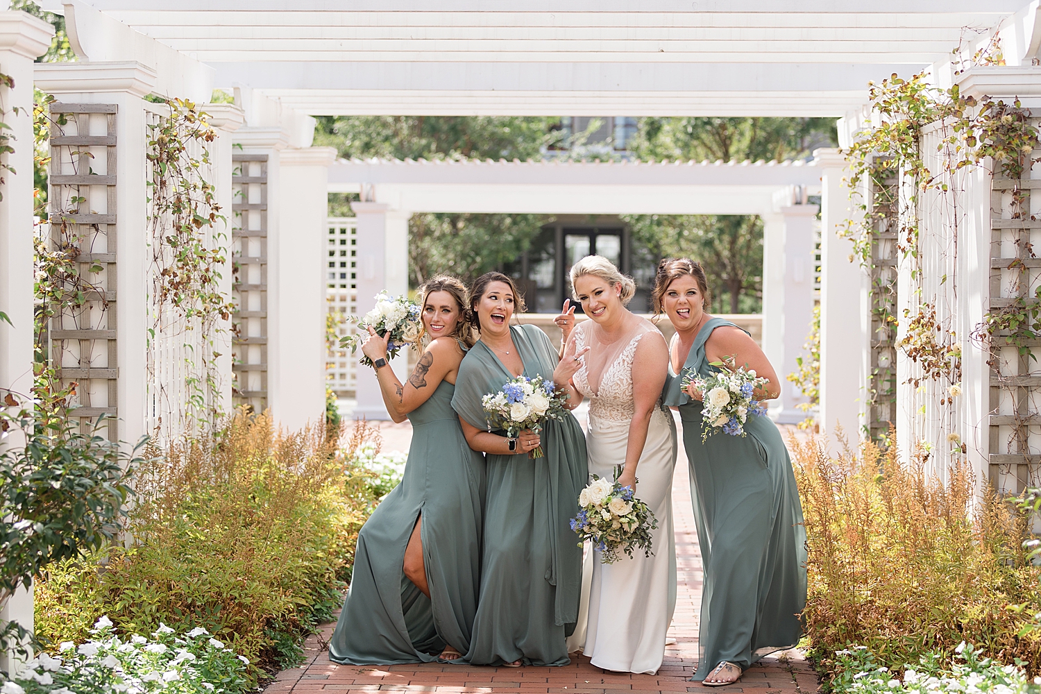 bride with bridesmaids