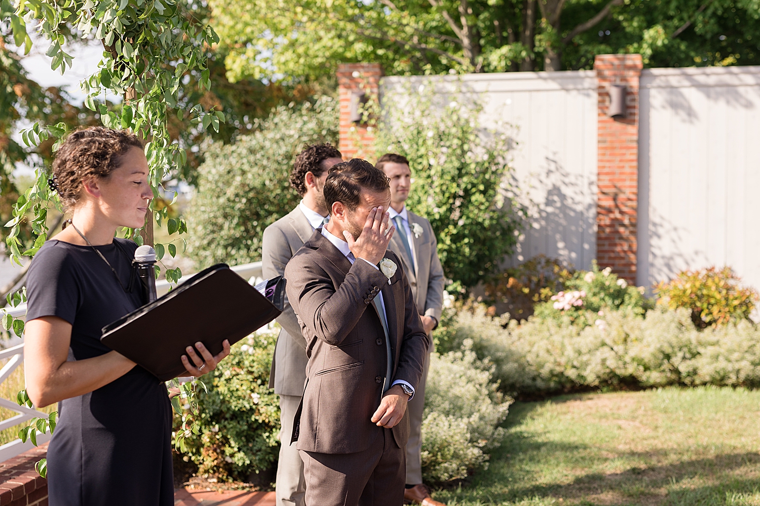 groom seeing bride come down the aisle