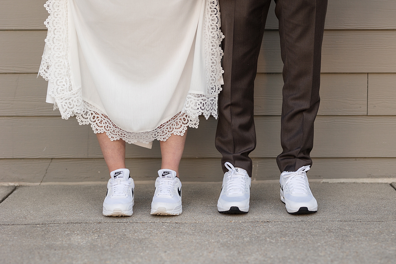 bride and groom matching sneakers