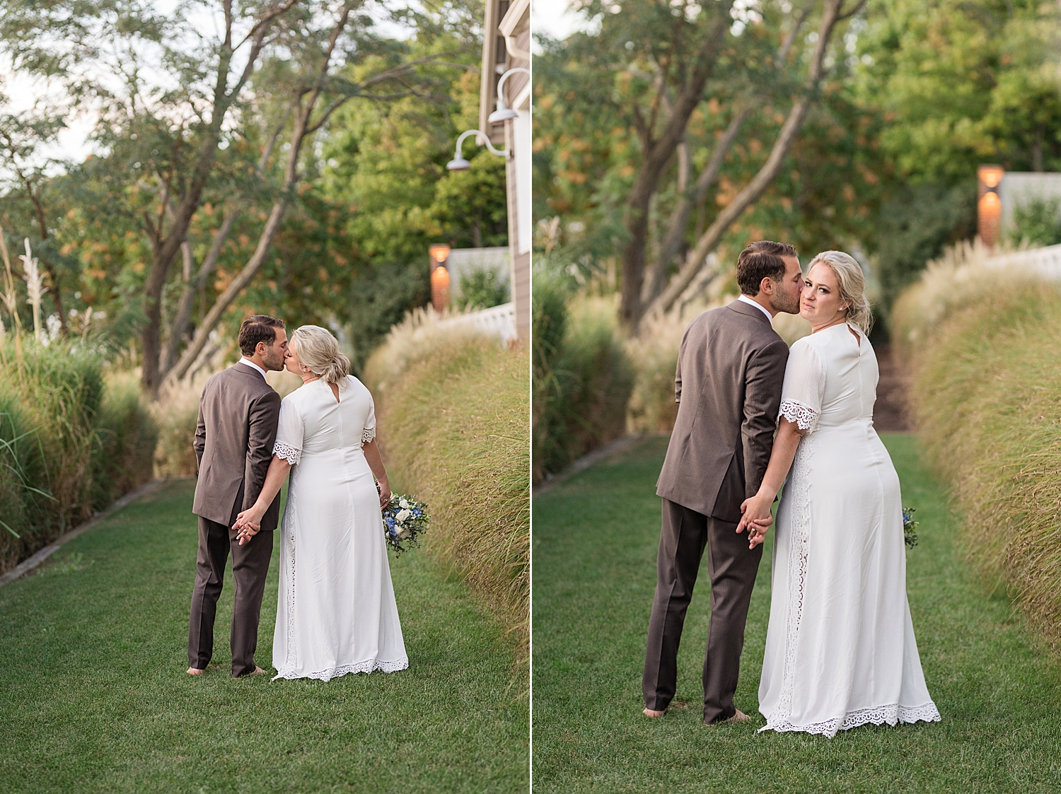 bride and groom portrait sunset