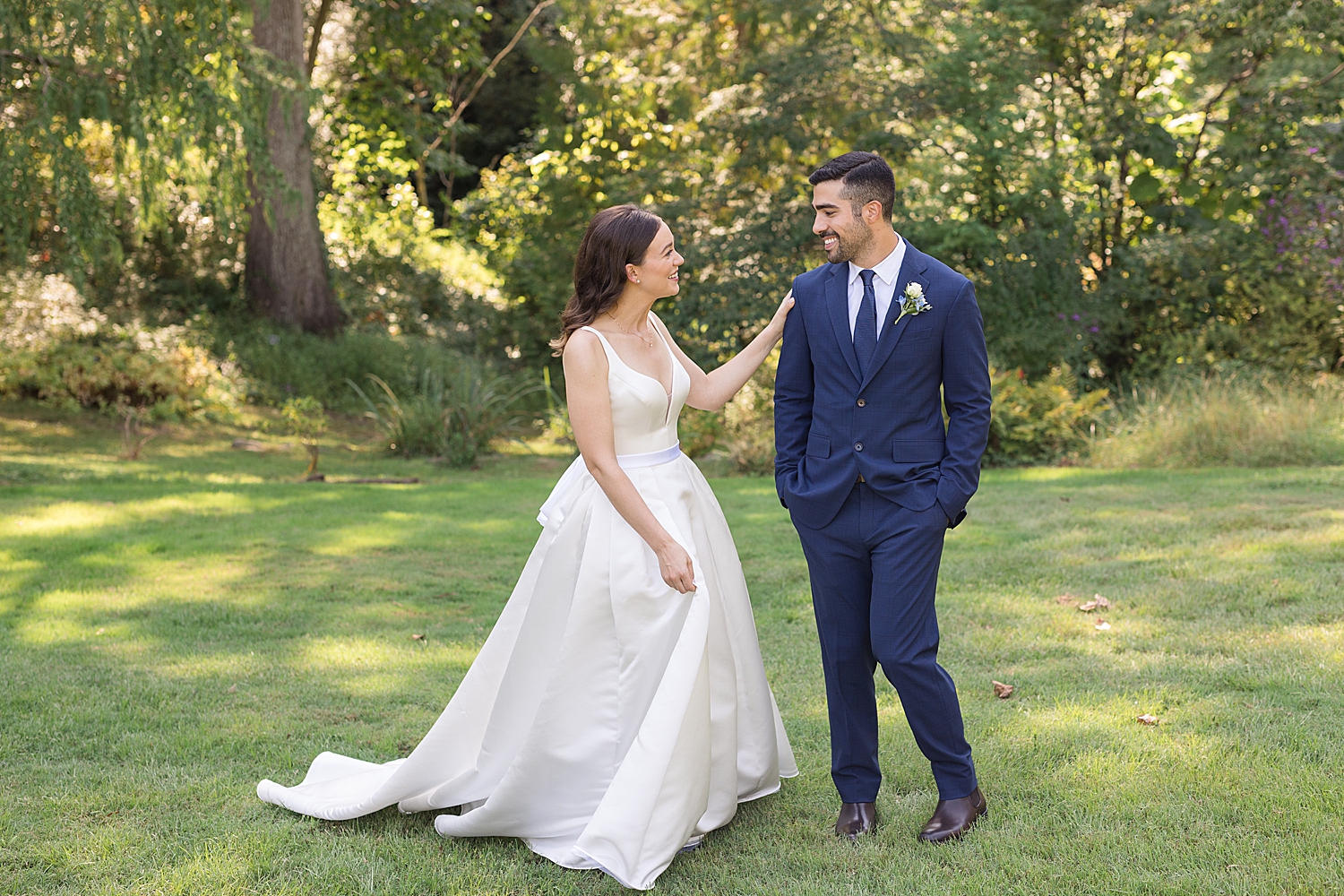 bride and groom first look