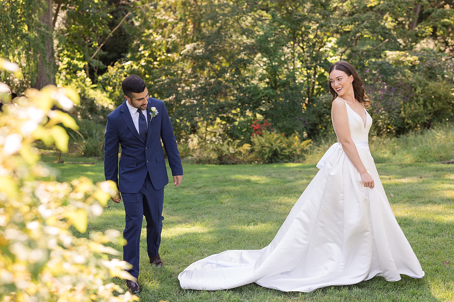 bride and groom first look