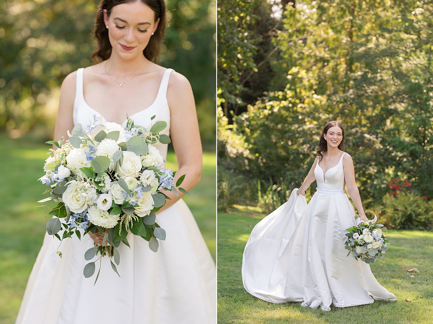 bridal portait bouquet gown