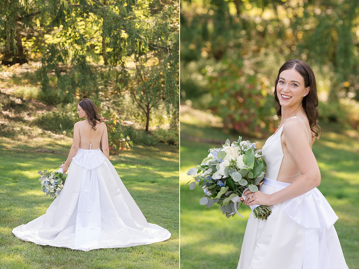 bridal portait bouquet gown