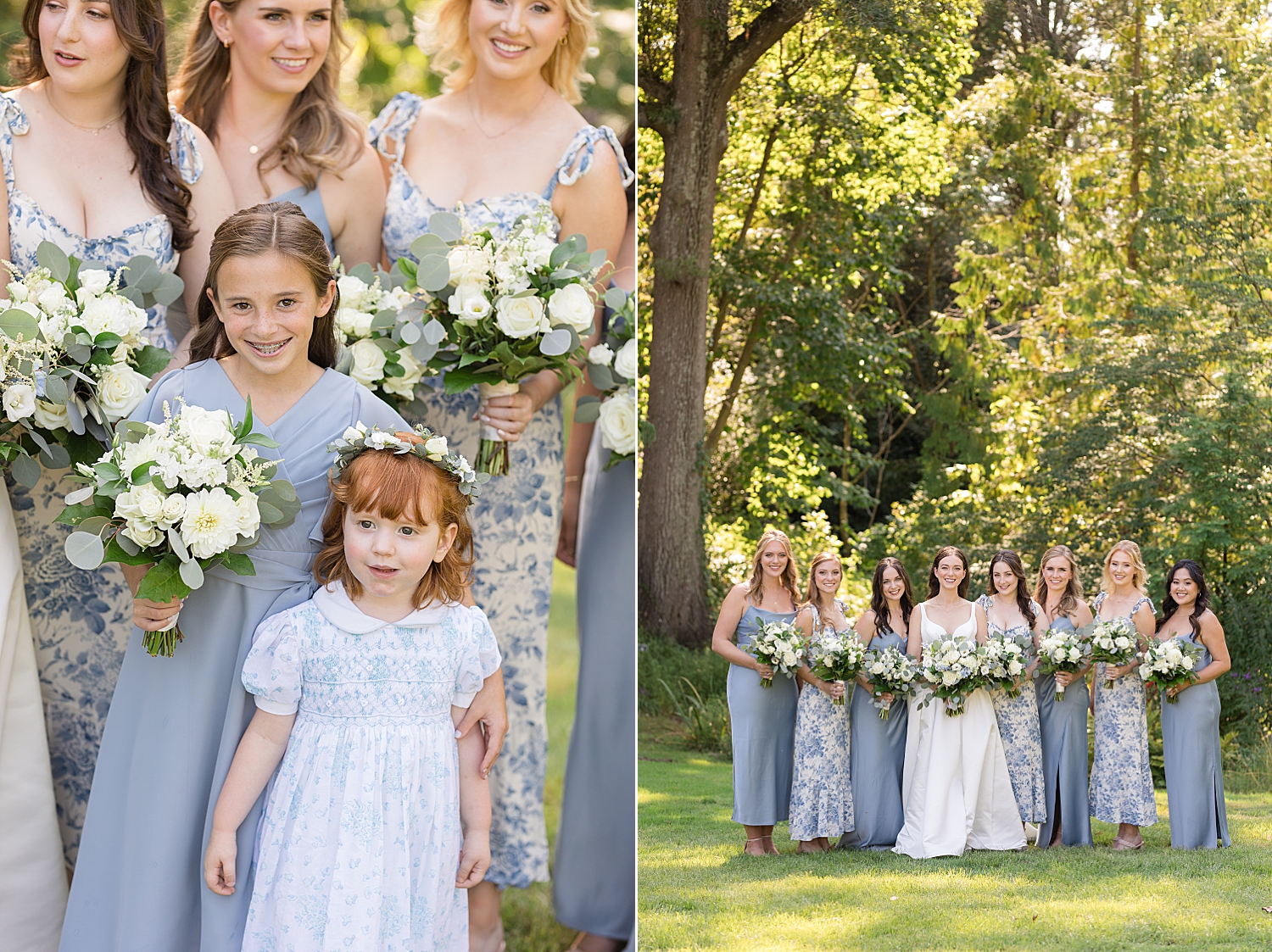 bride and bridesmaids flower girls