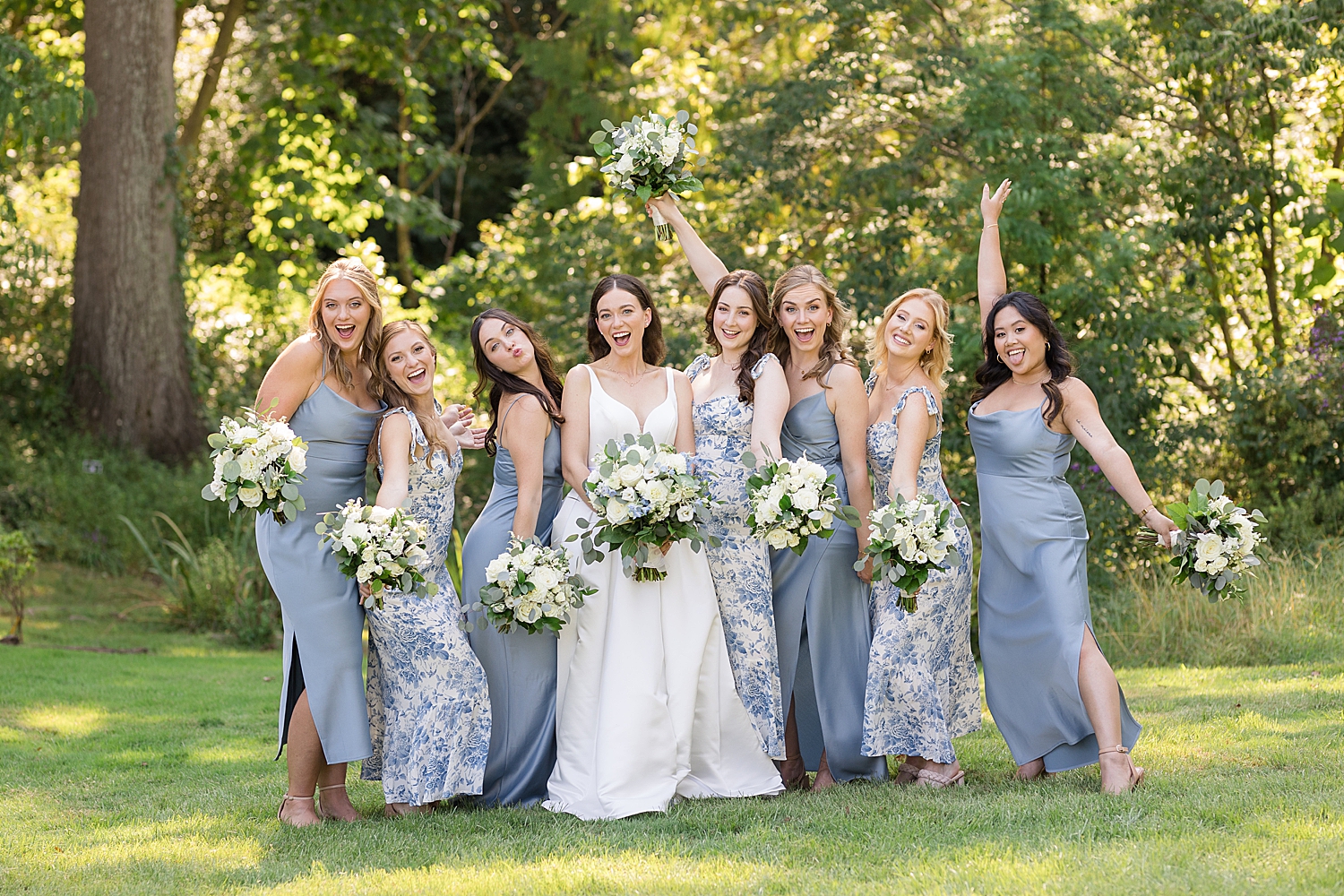 bride and bridesmaids cheering