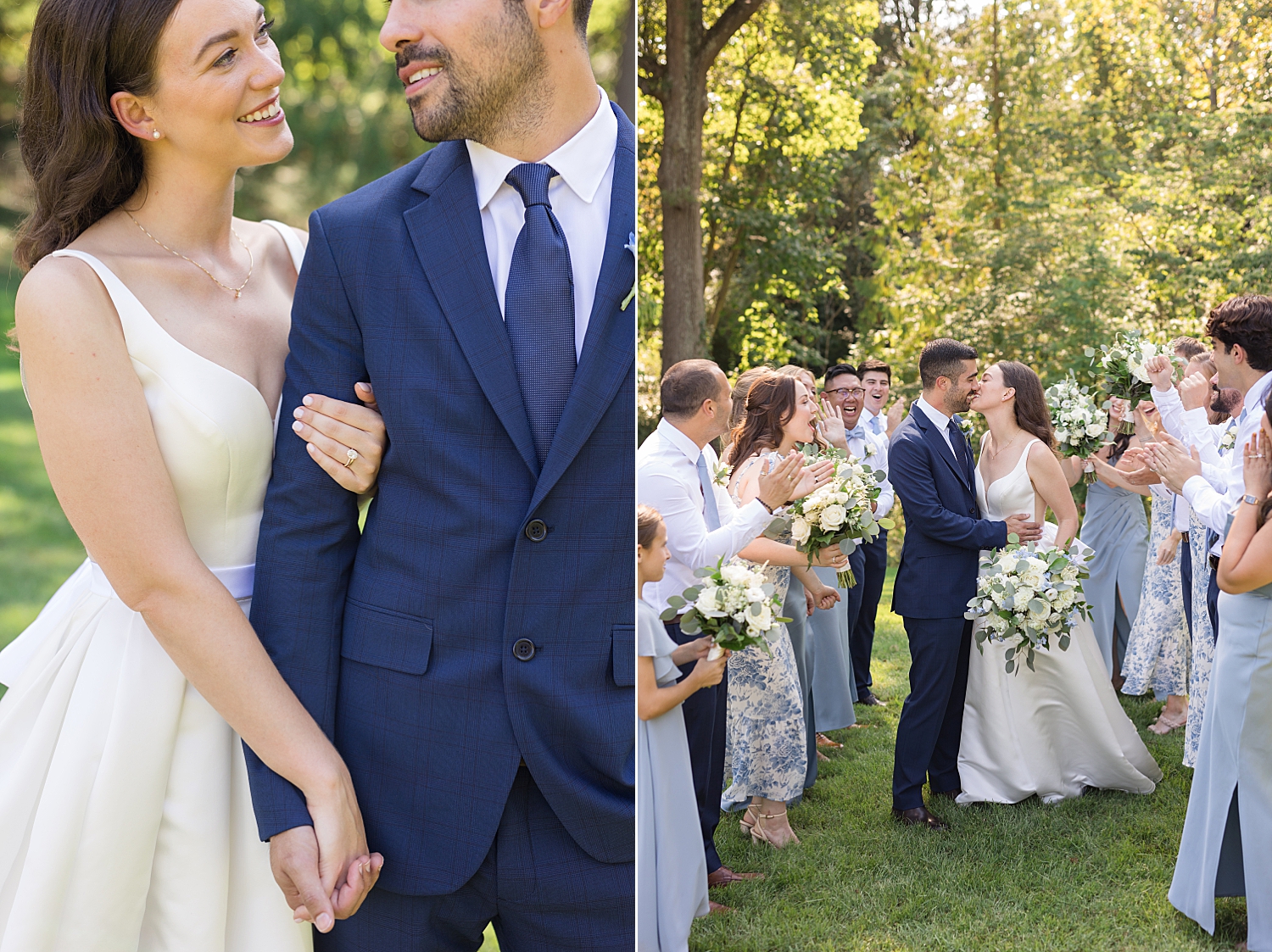 full wedding party cheering