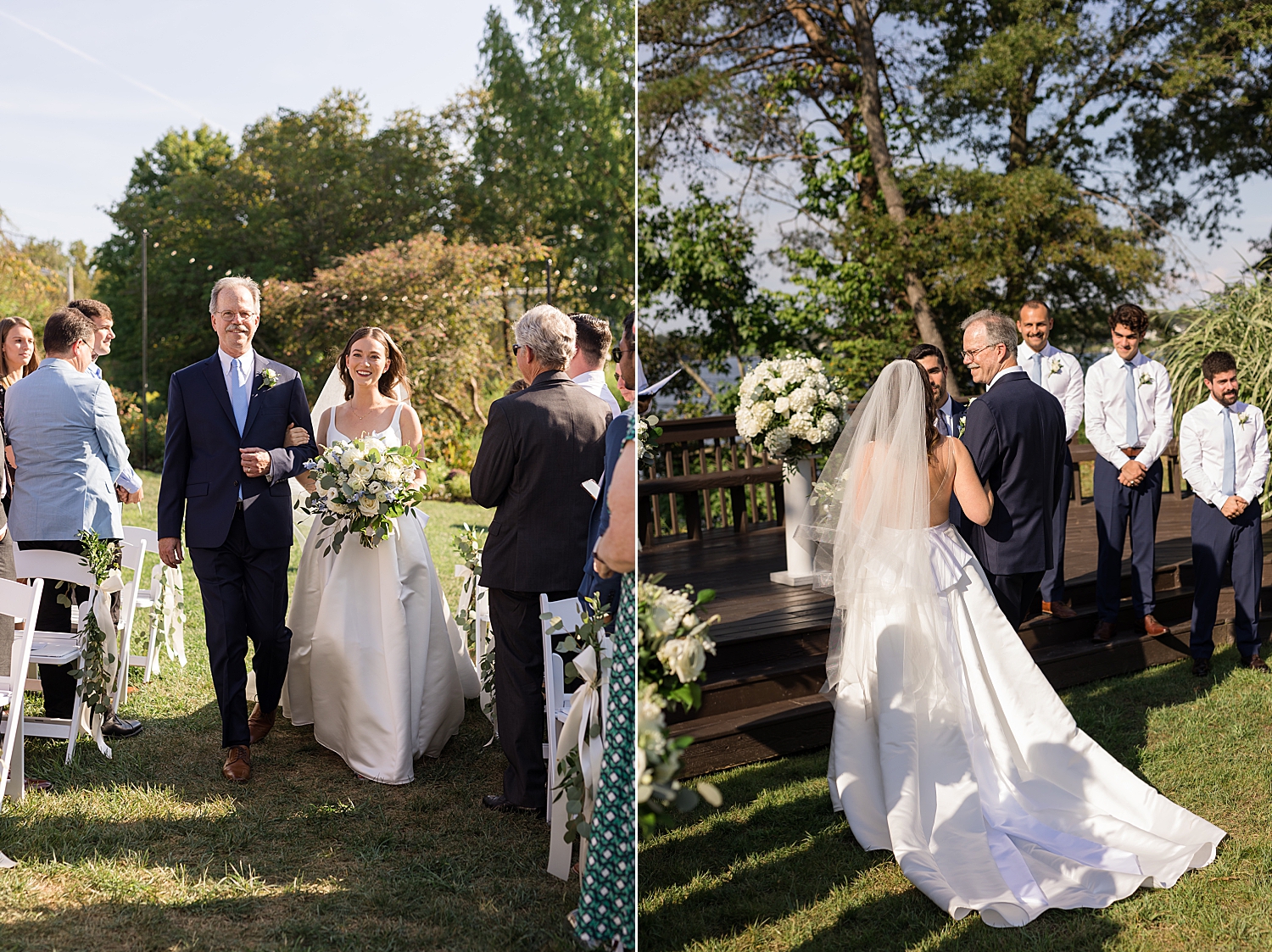 bride walking down aisle with her dad