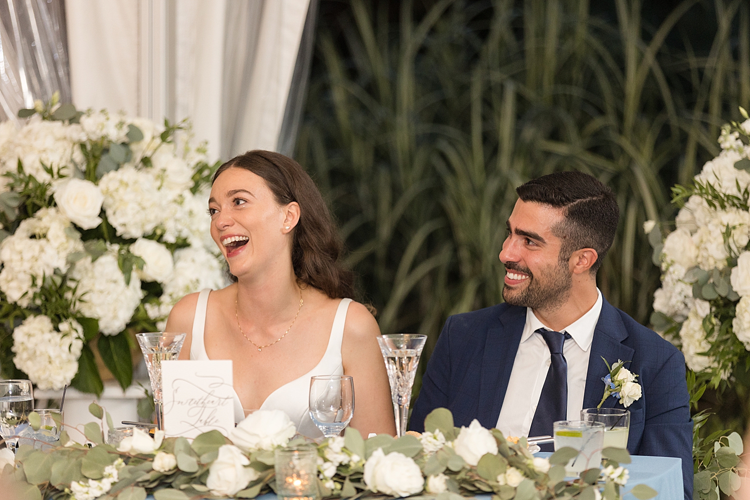 wedding speeches couple reaction laugh