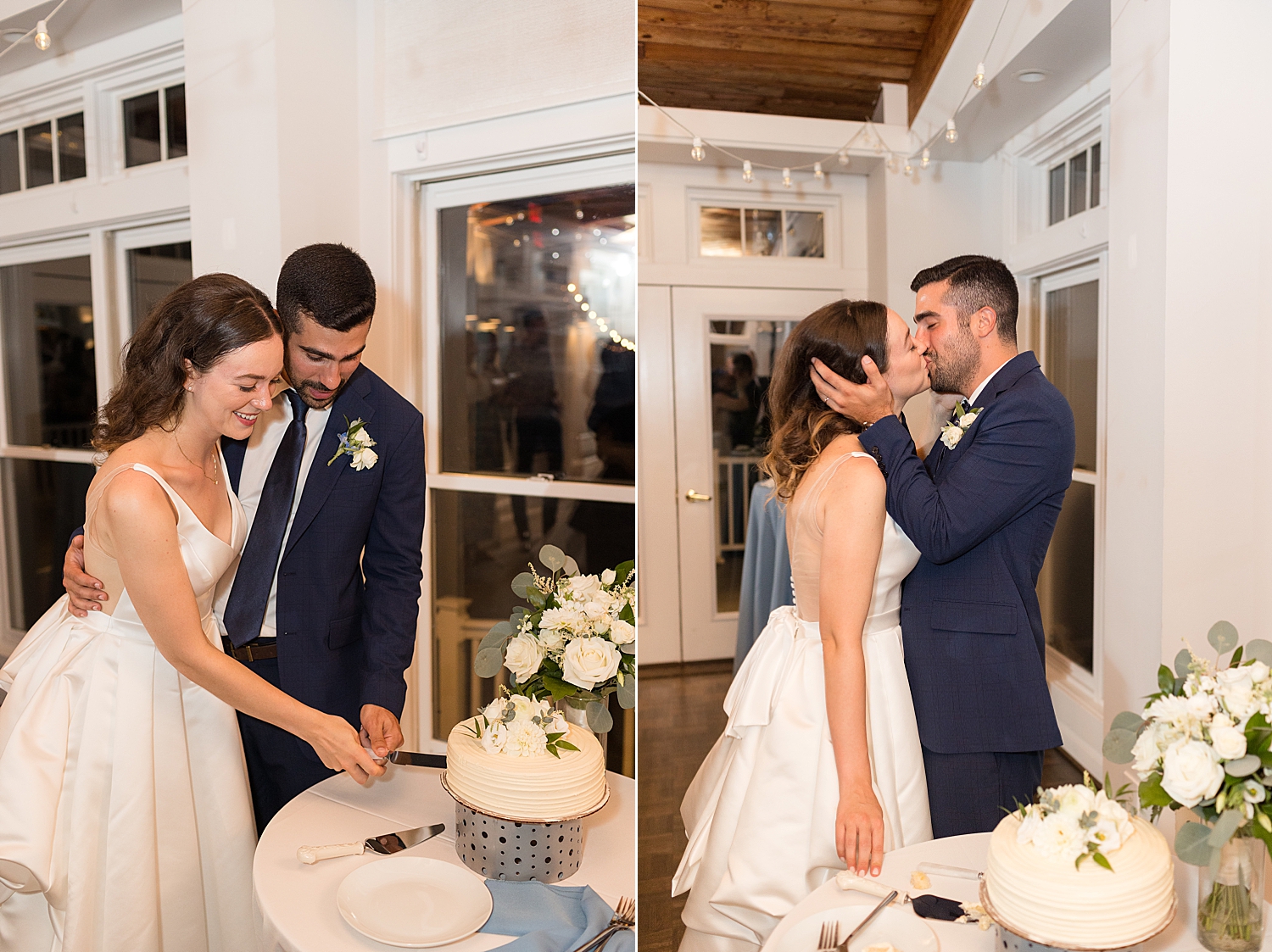 cake cutting couple kiss