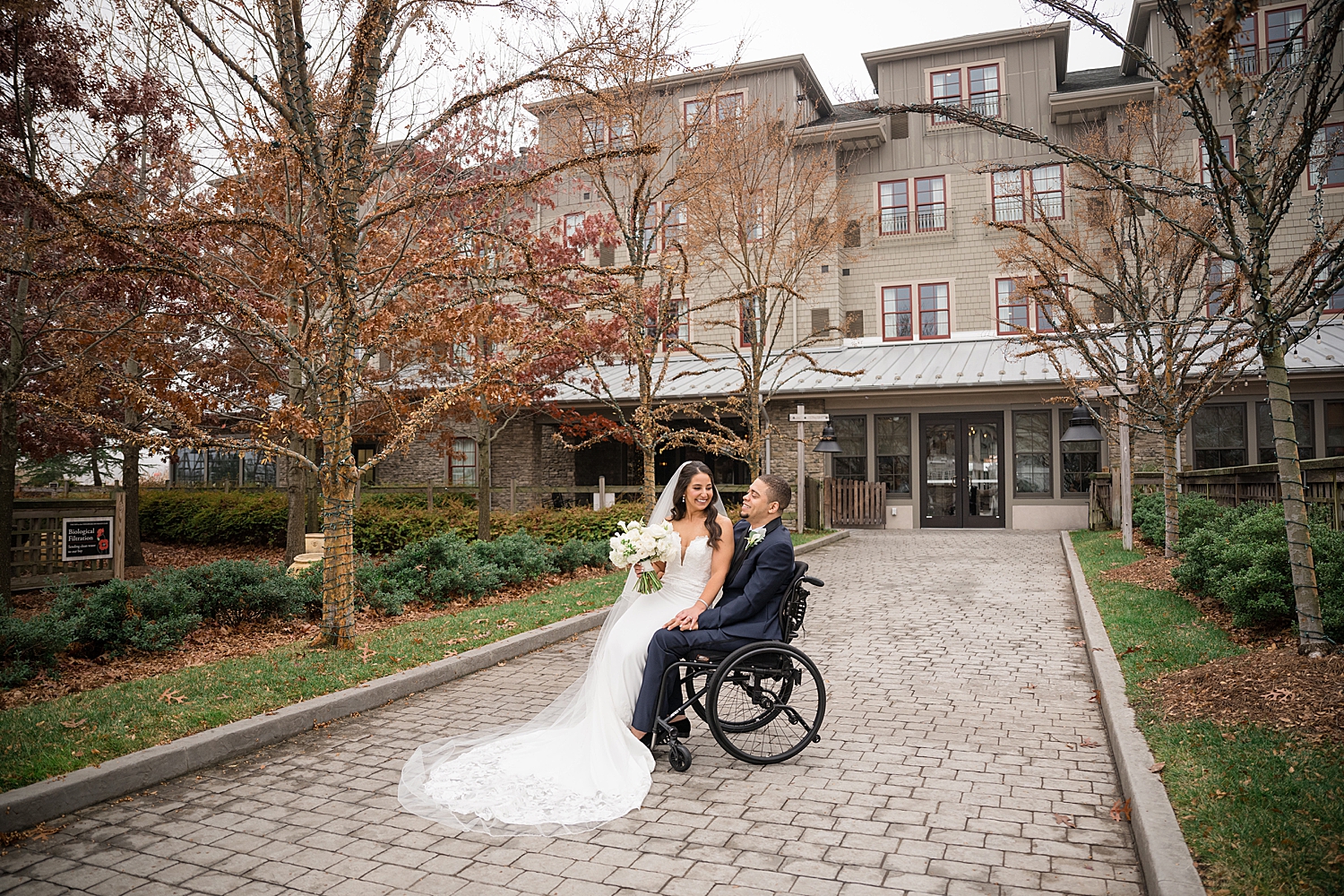 bride and groom portrait wheelchair