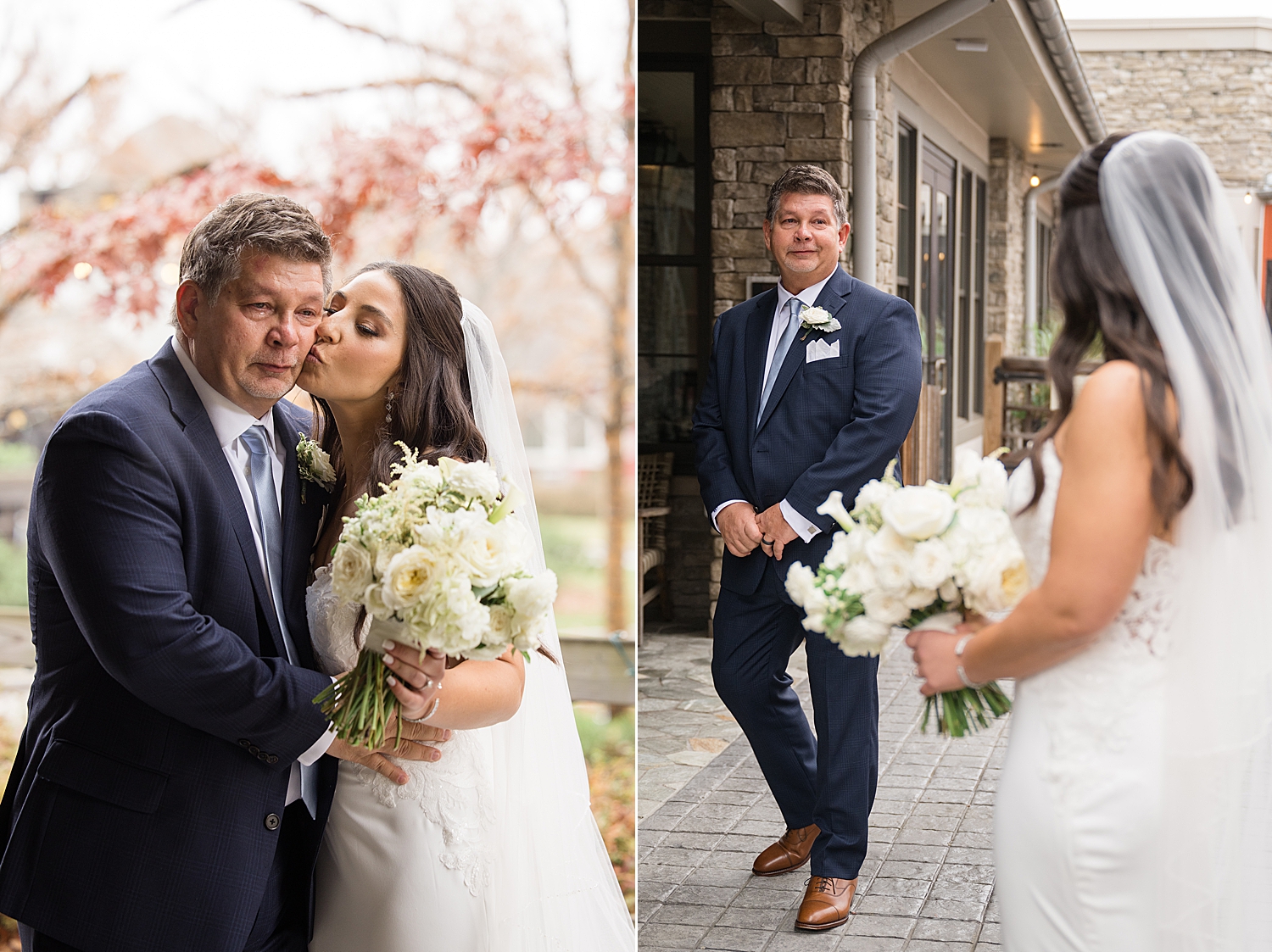 bride first look with dad