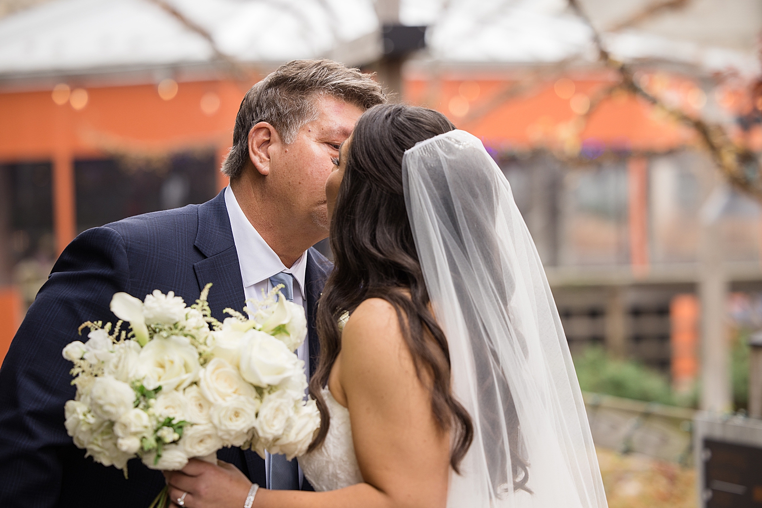 bride first look with dad