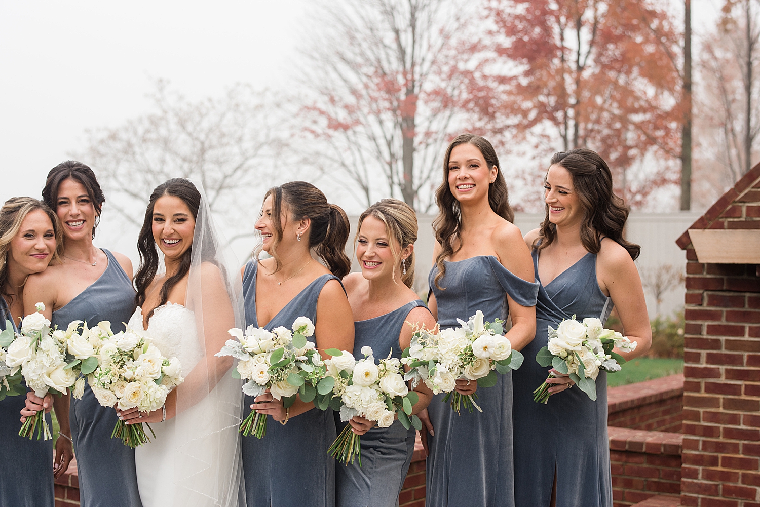 bride and bridesmaids at beach club