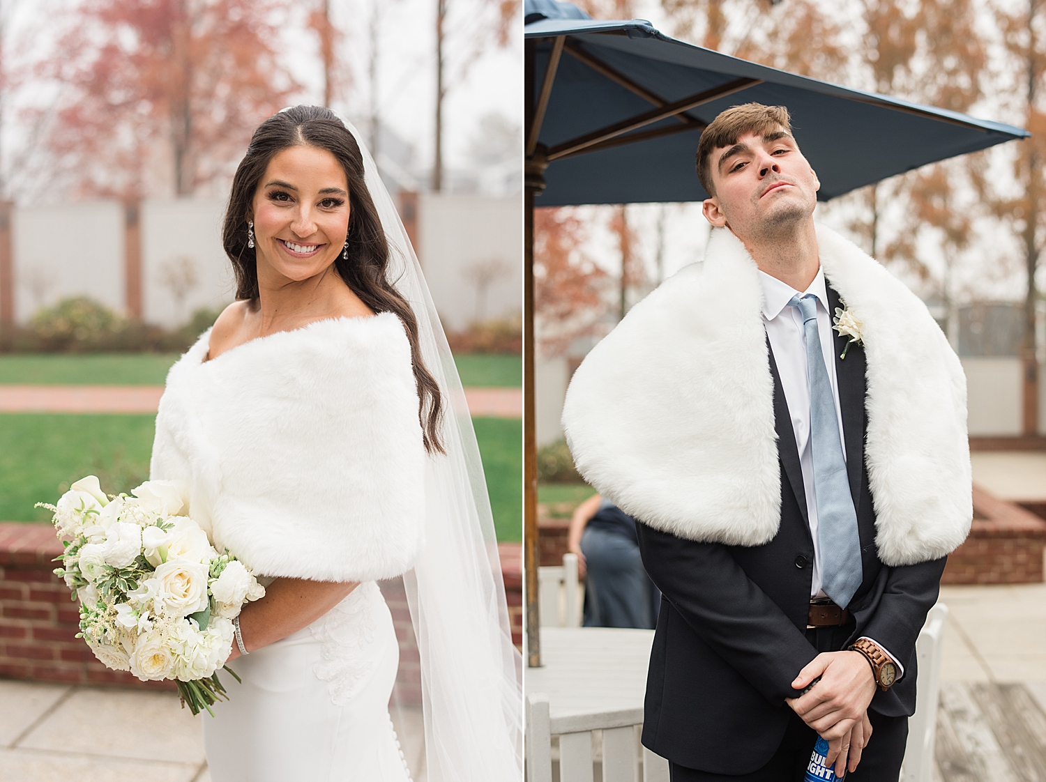 bridal portrait shawl funny groomsman