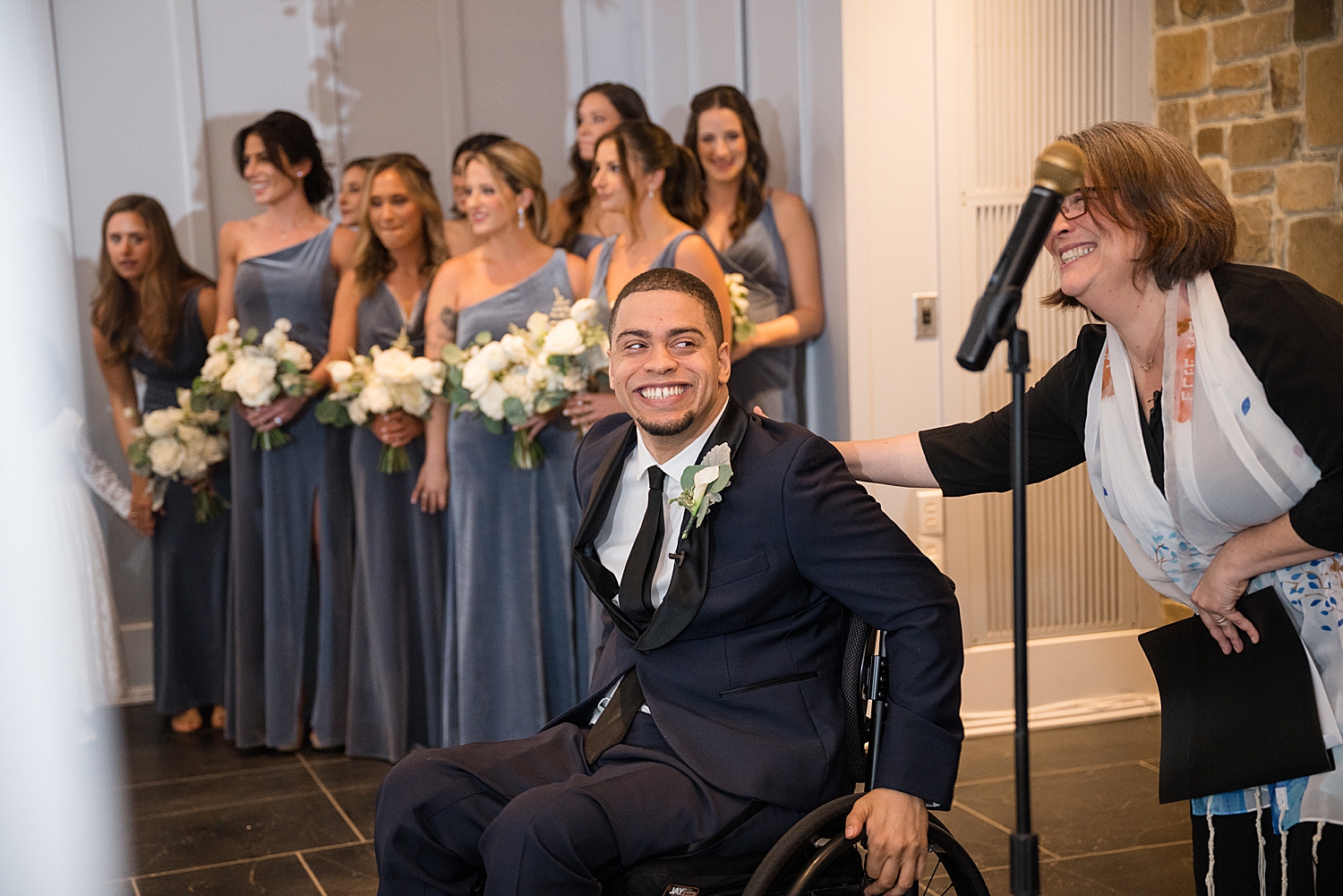 groom in wheelchair entering ceremony