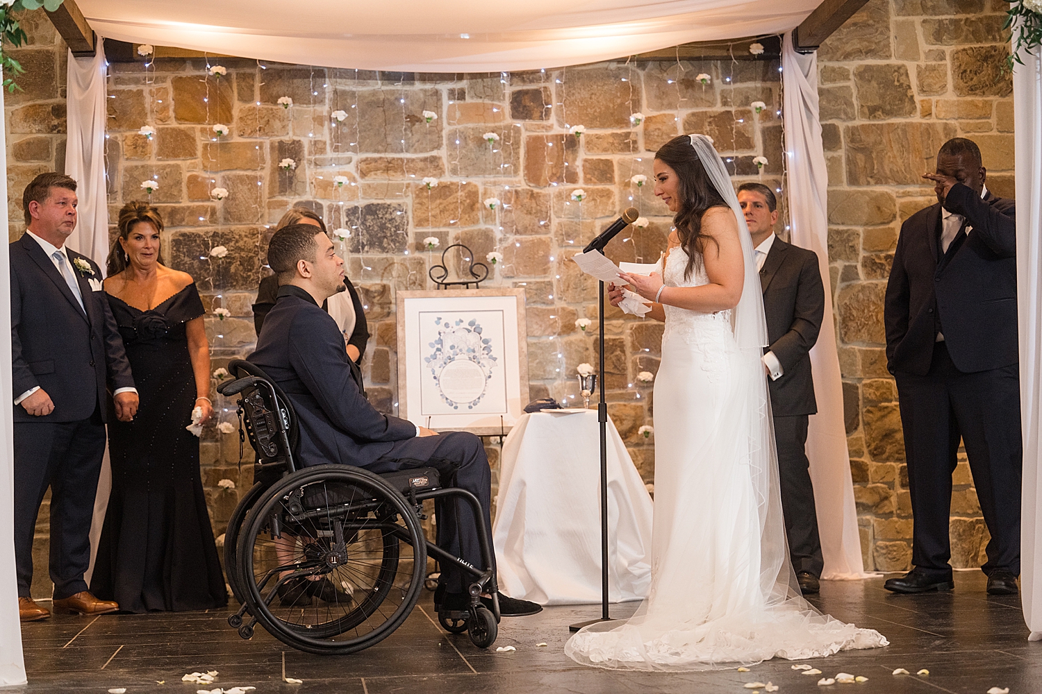 chesapeake bay beach club indoor ceremony bride gives vows