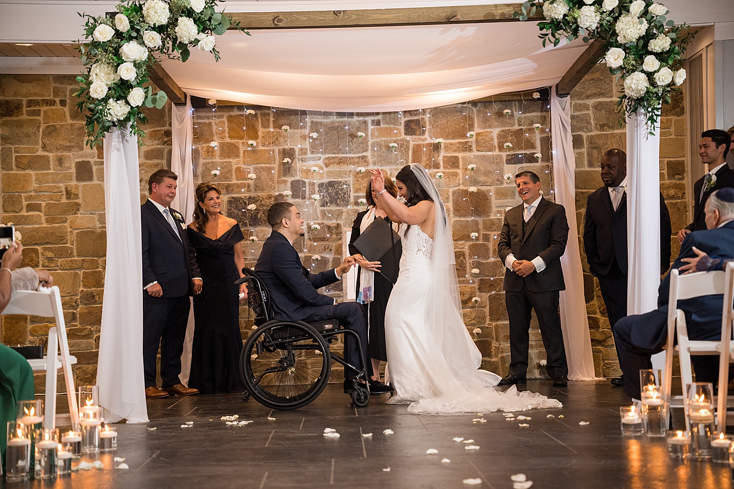 ceremony bride and groom cheer