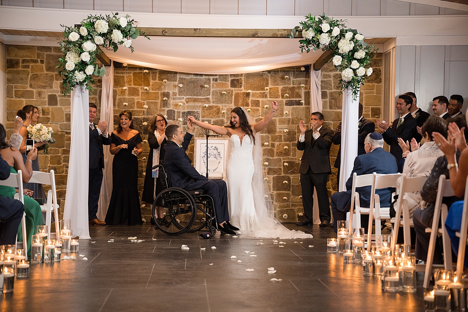 ceremony bride and groom cheer